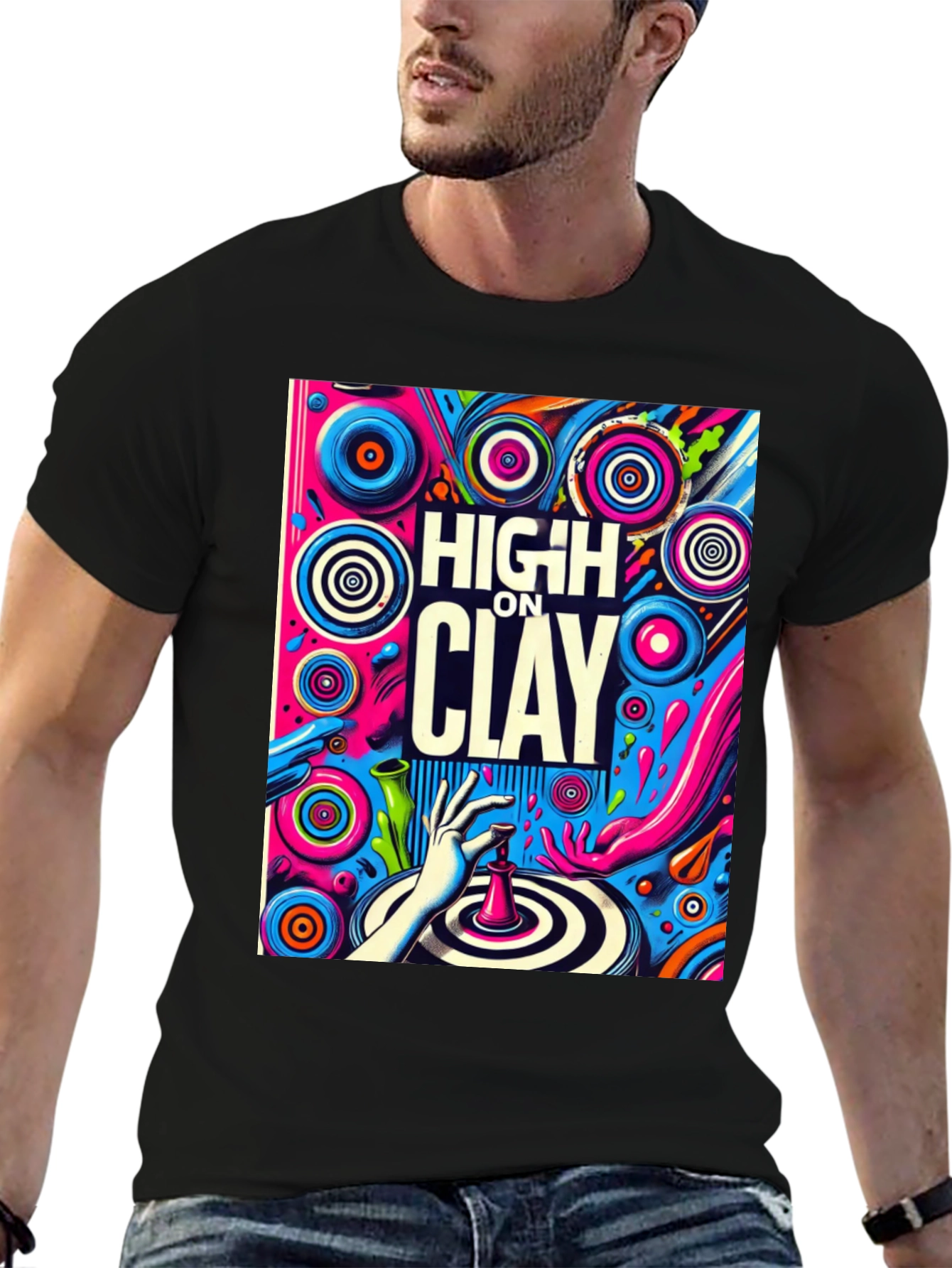 High On Clay Graphic T-Shirt - Cool Artist Tee