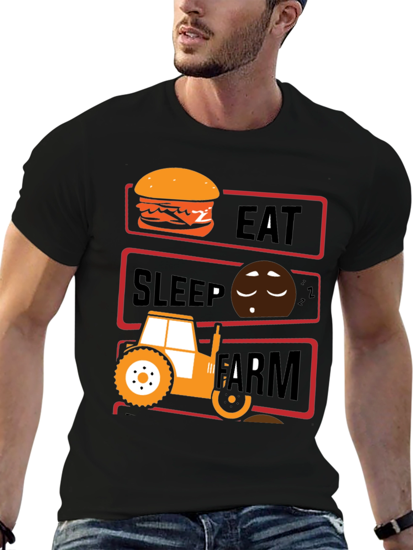 Eat Sleep Farm Mens Graphic T-Shirt