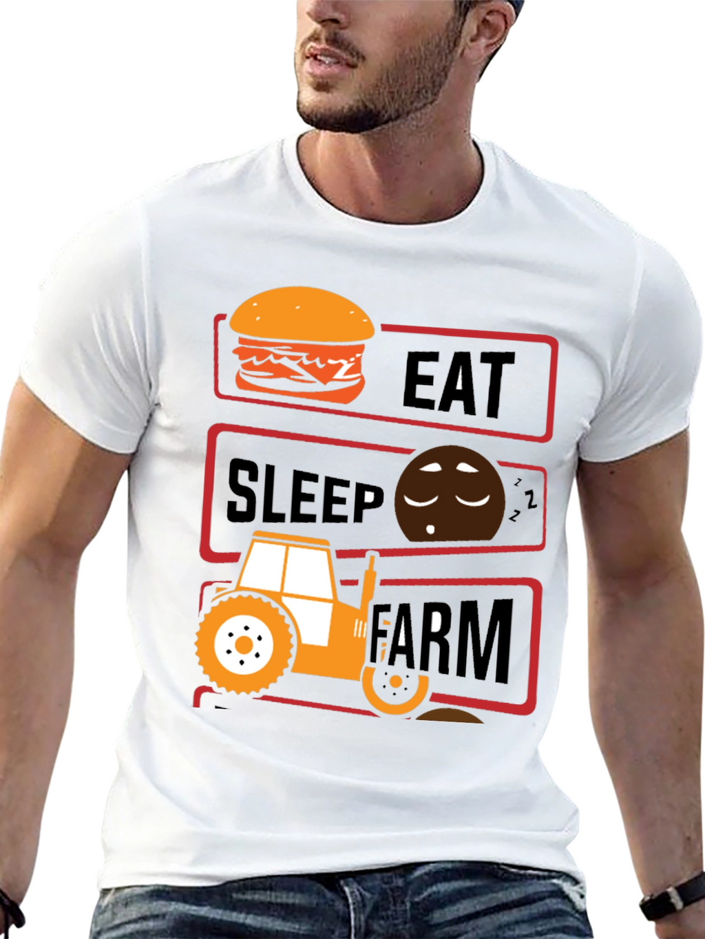 Eat Sleep Farm Mens Graphic T-Shirt