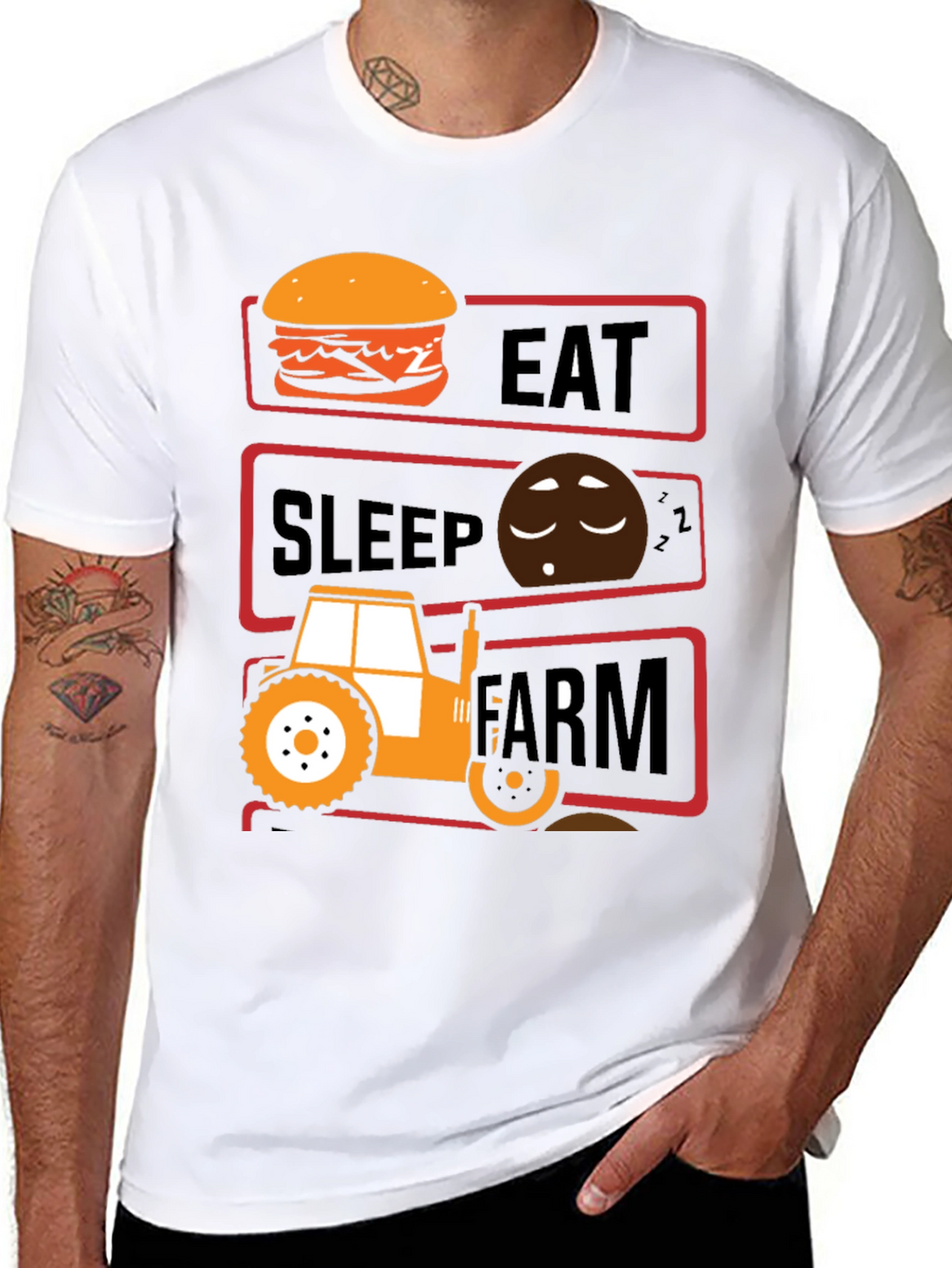 Eat Sleep Farm Mens Graphic T-Shirt