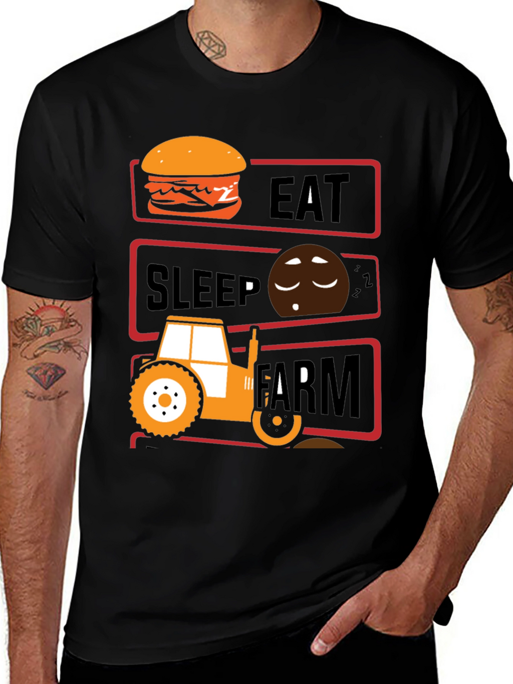 Eat Sleep Farm Mens Graphic T-Shirt