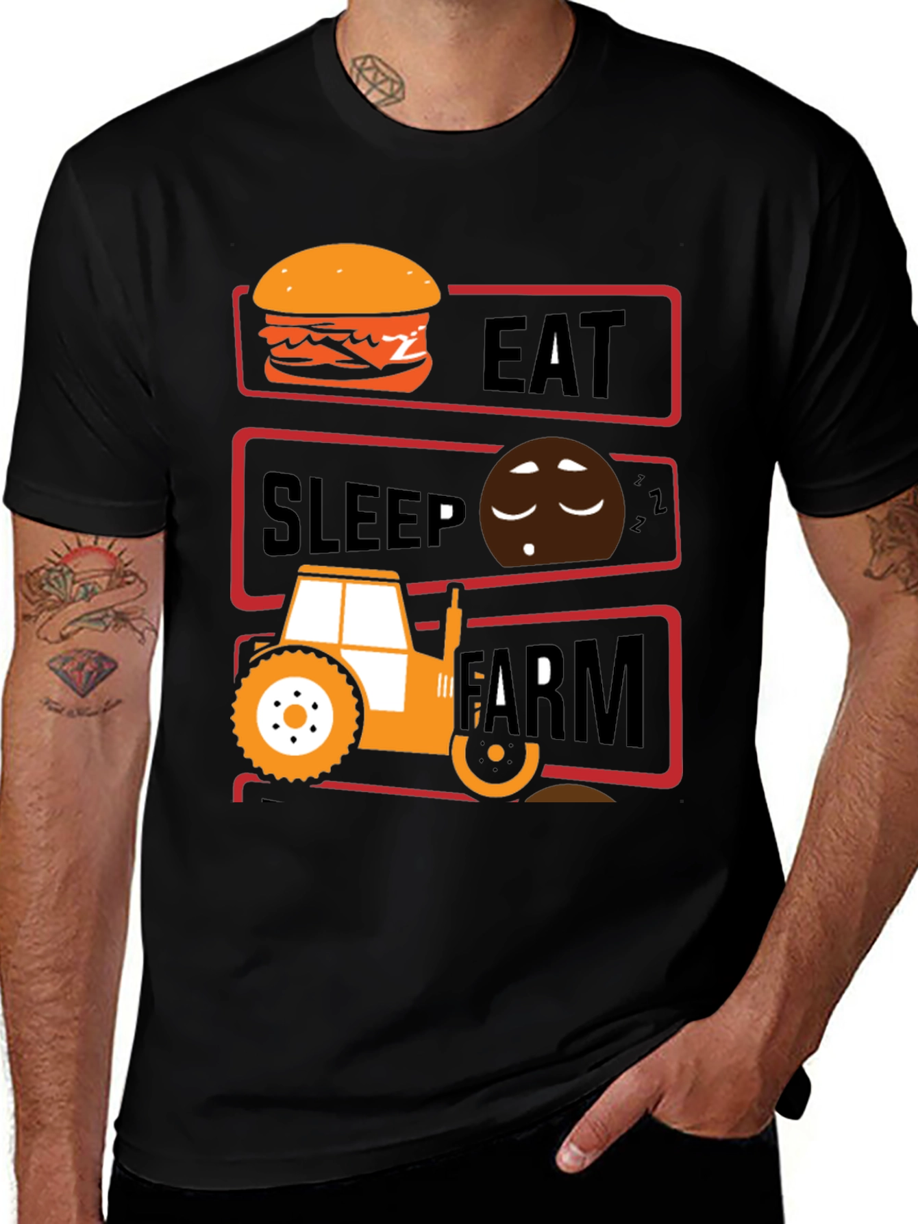 Eat Sleep Farm Mens Graphic T-Shirt