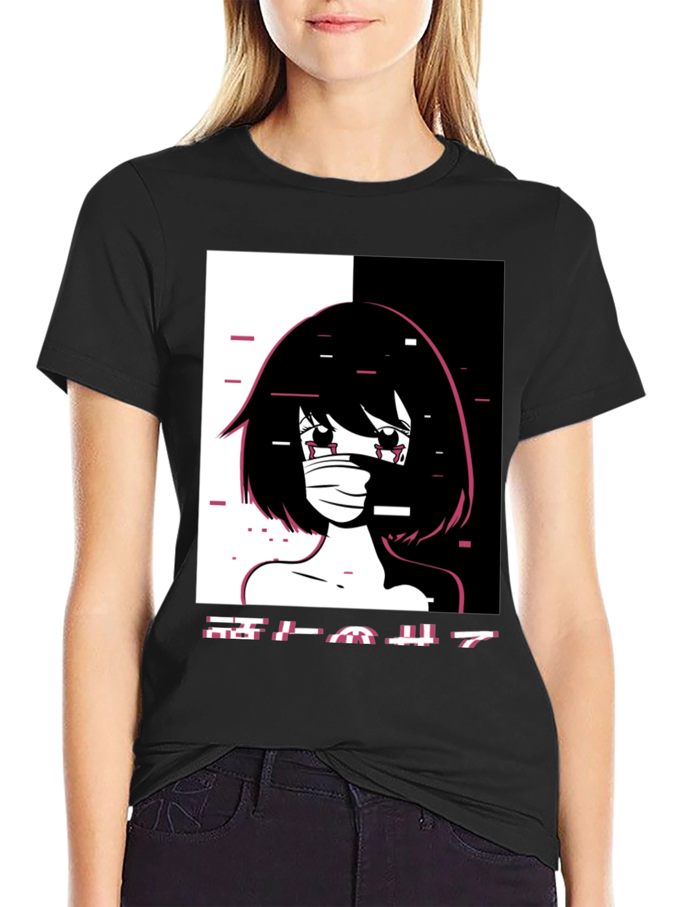 Anime Girl Graphic Tee - Black Unisex T-Shirt