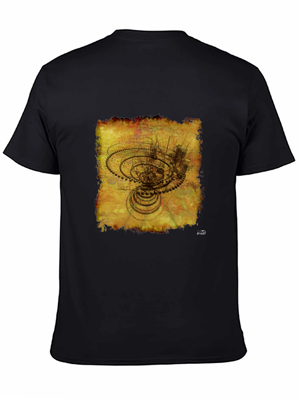 Abstract Gears Graphic T-Shirt - Black