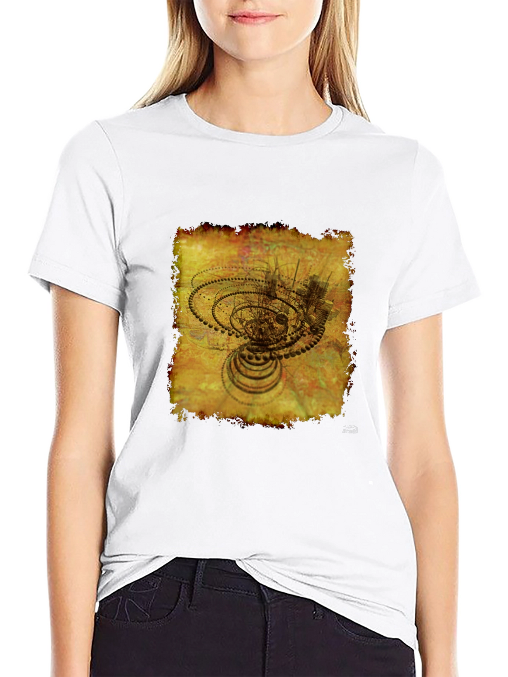 Abstract Gears Graphic T-Shirt - Black