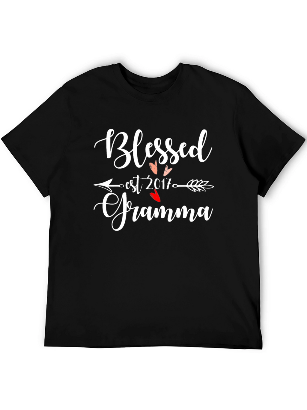 Blessed Grandma Est 2017 Black Graphic Tee