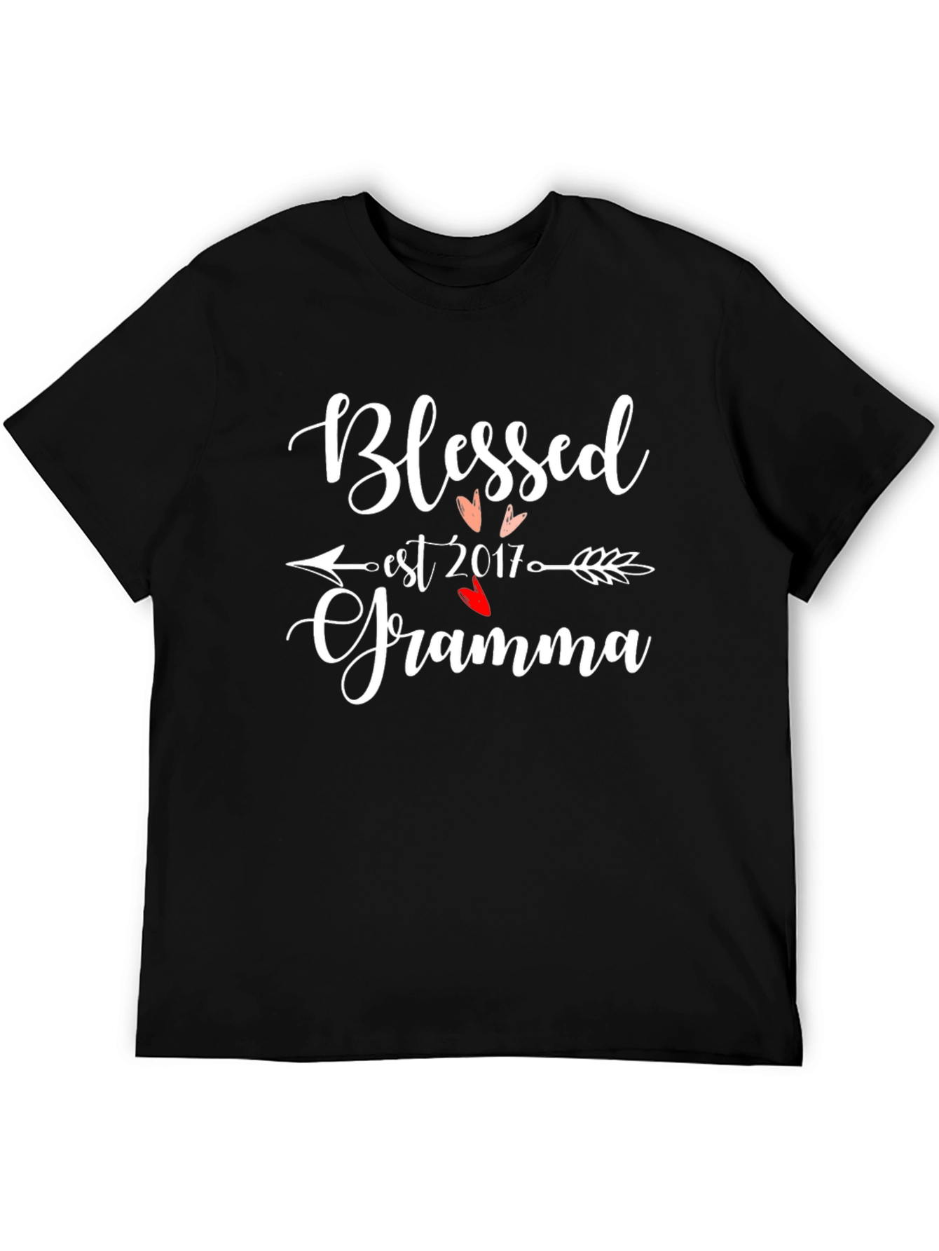 Blessed Grandma Est 2017 Black Graphic Tee