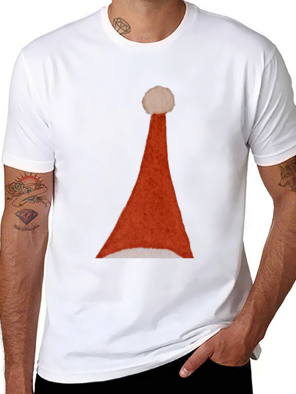 Santa Hat Graphic Tee - Holiday Festive T-Shirt