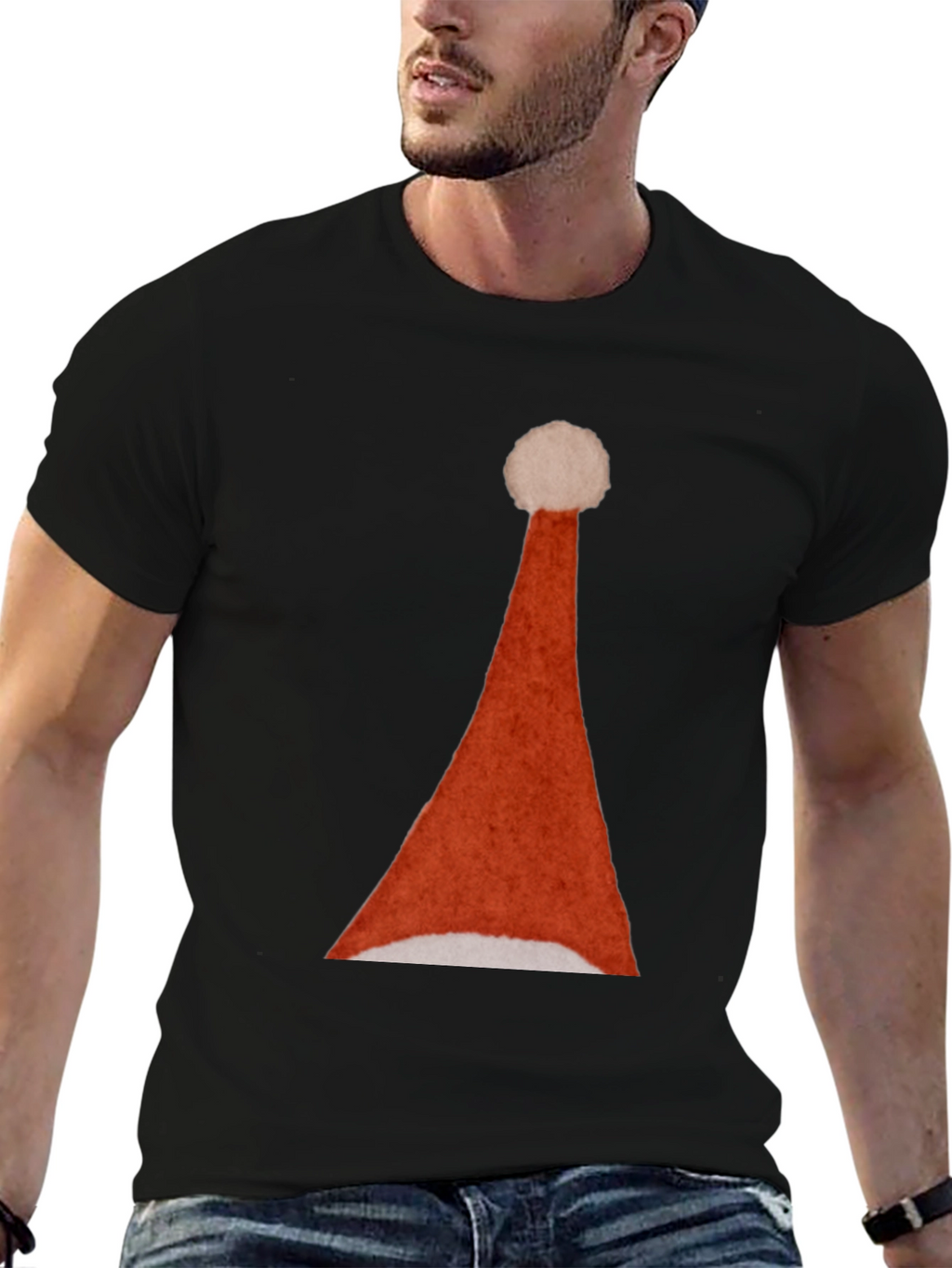 Santa Hat Graphic Tee - Holiday Festive T-Shirt