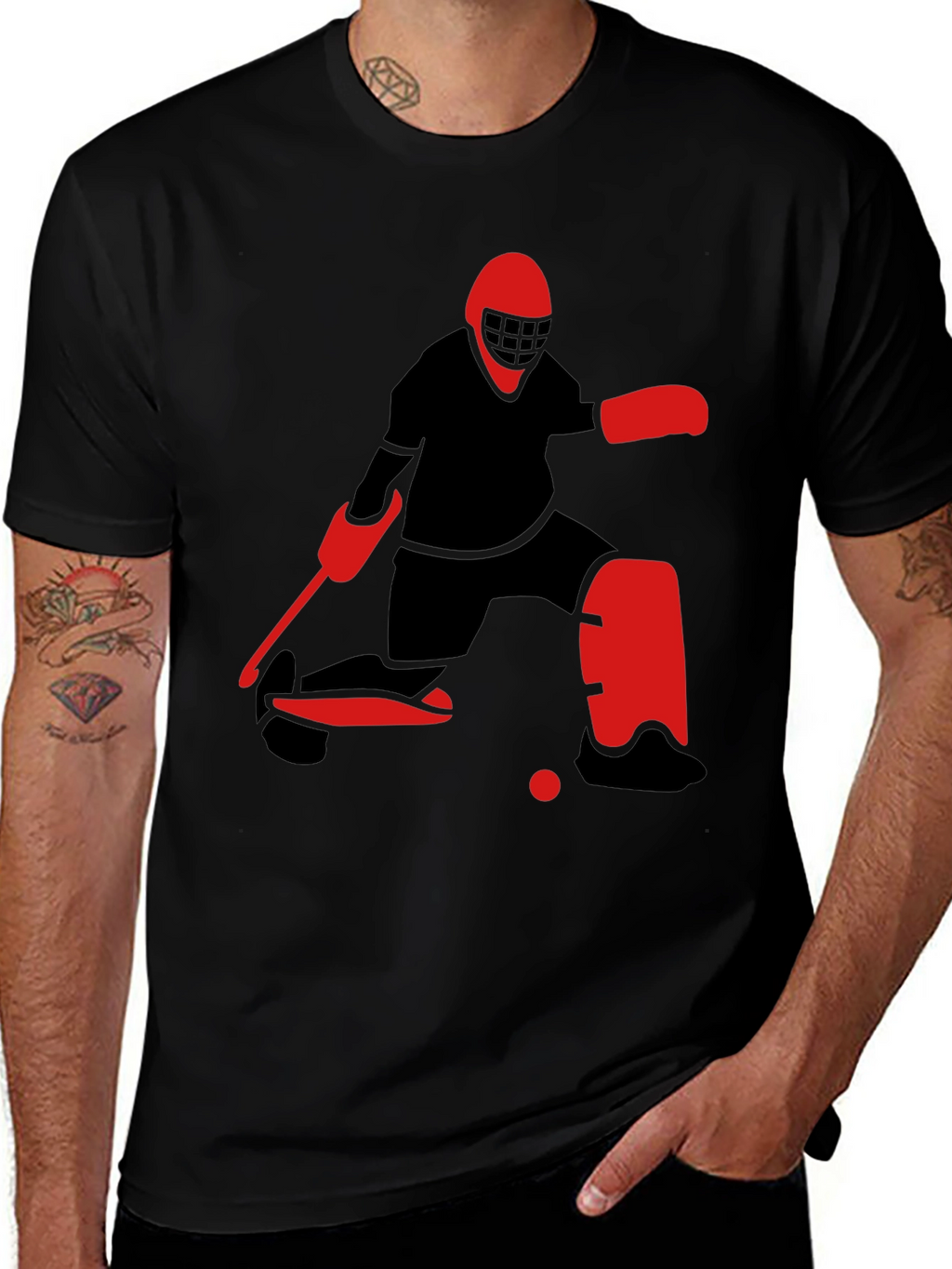 Hockey Goalie Graphic Tee - Black T-Shirt