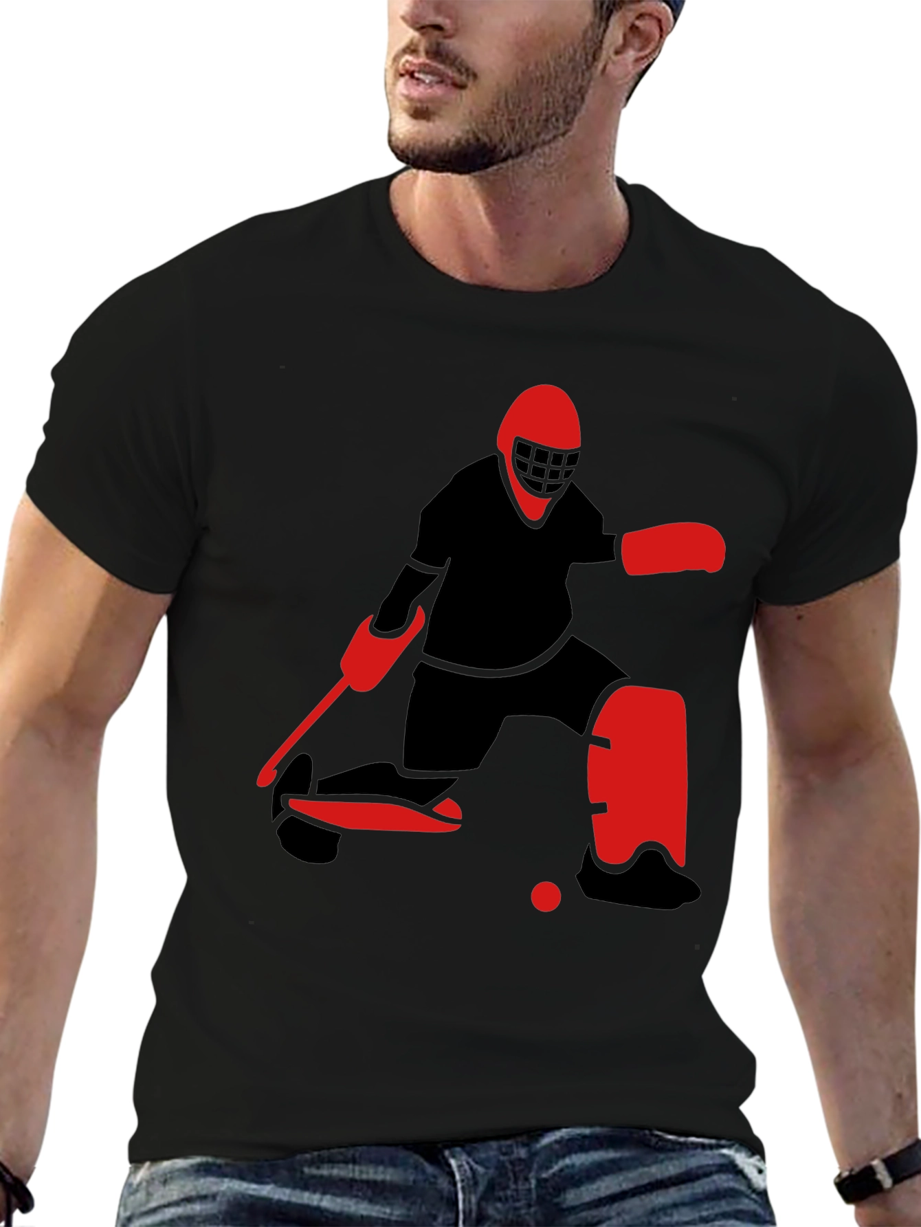 Hockey Goalie Graphic Tee - Black T-Shirt