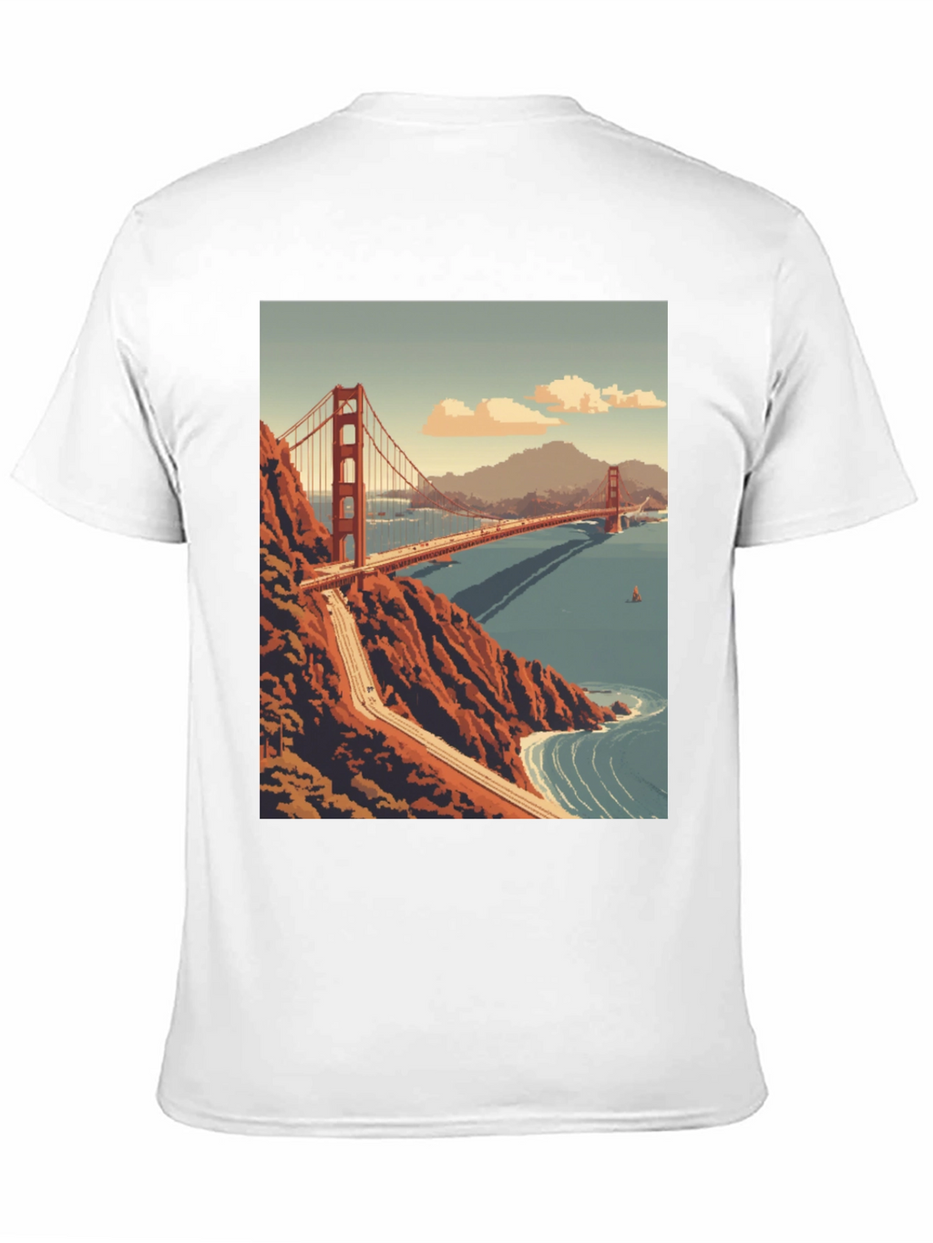 Golden Gate Bridge Pixel Art Black T-Shirt