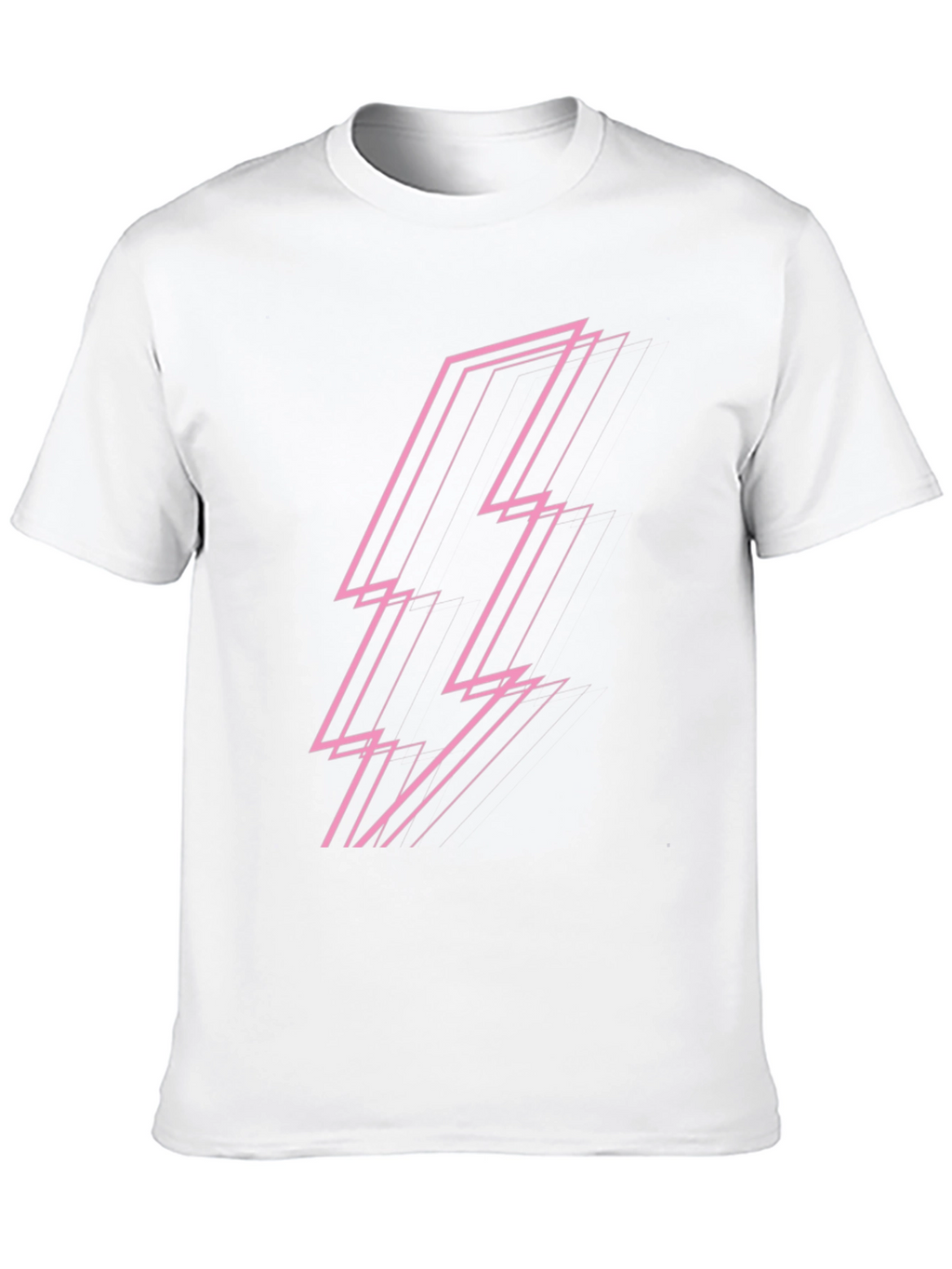 Modern Pink Lightning Bolt Graphic Black T-Shirt