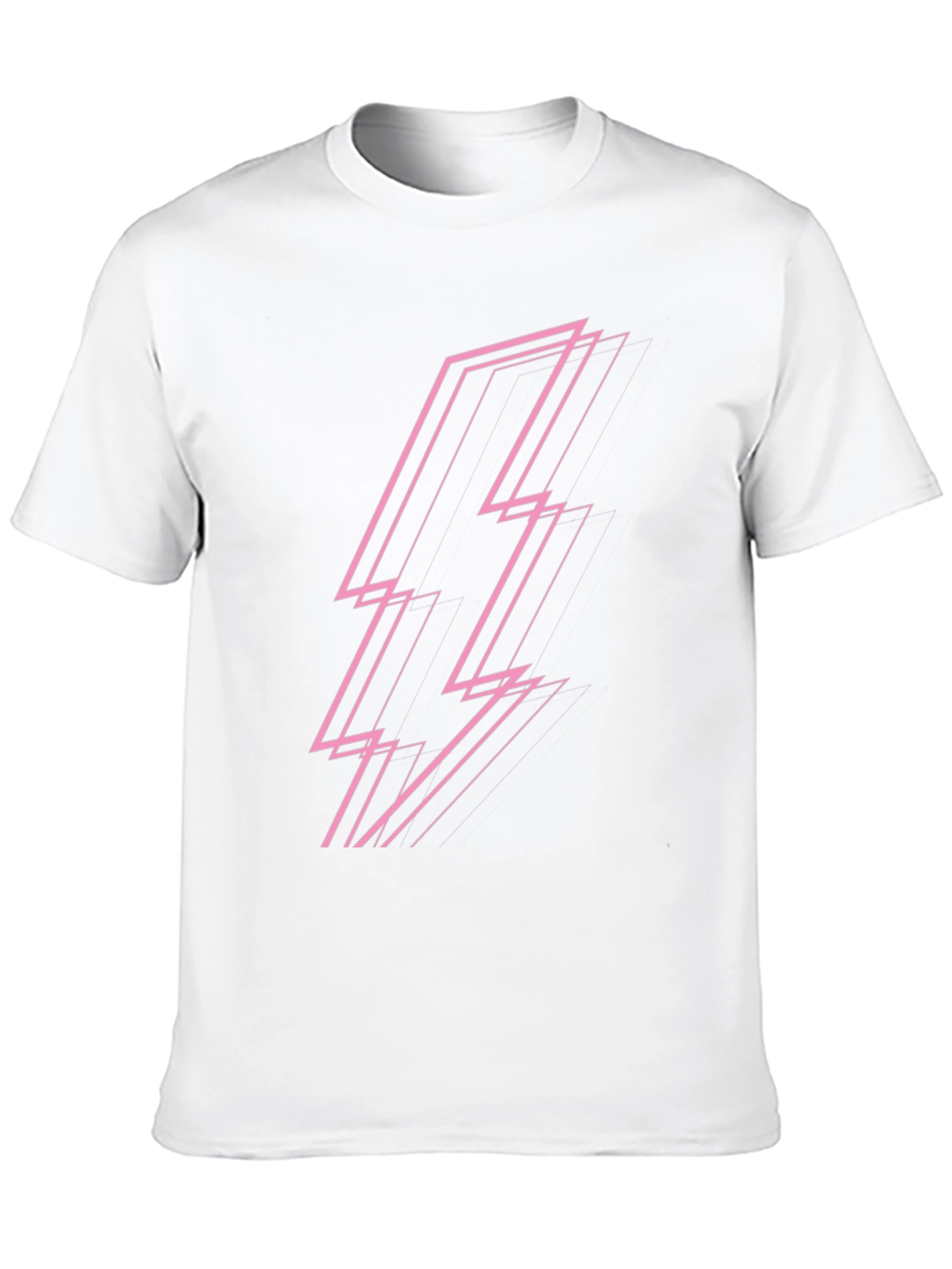 Modern Pink Lightning Bolt Graphic Black T-Shirt