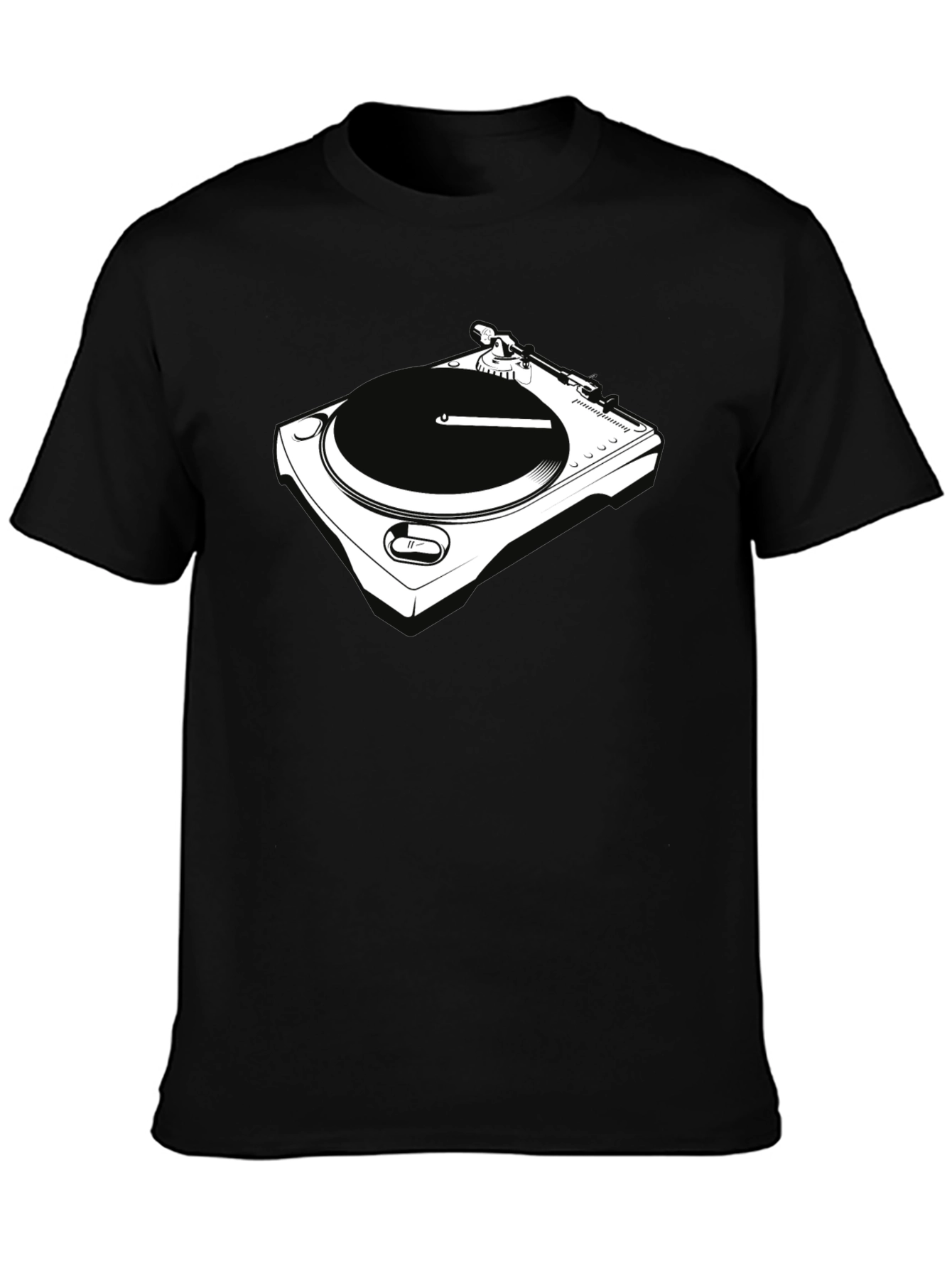 DJ Turntable Graphic Tee - Black Crew Neck