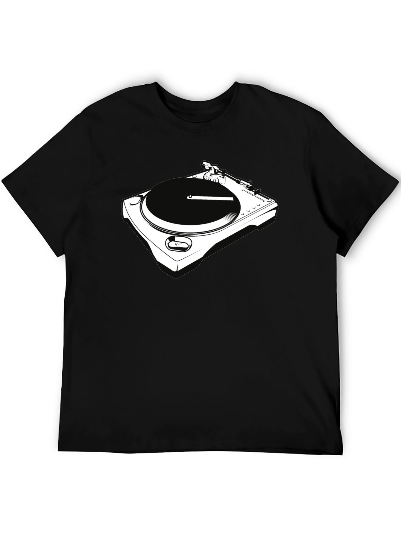 DJ Turntable Graphic Tee - Black Crew Neck