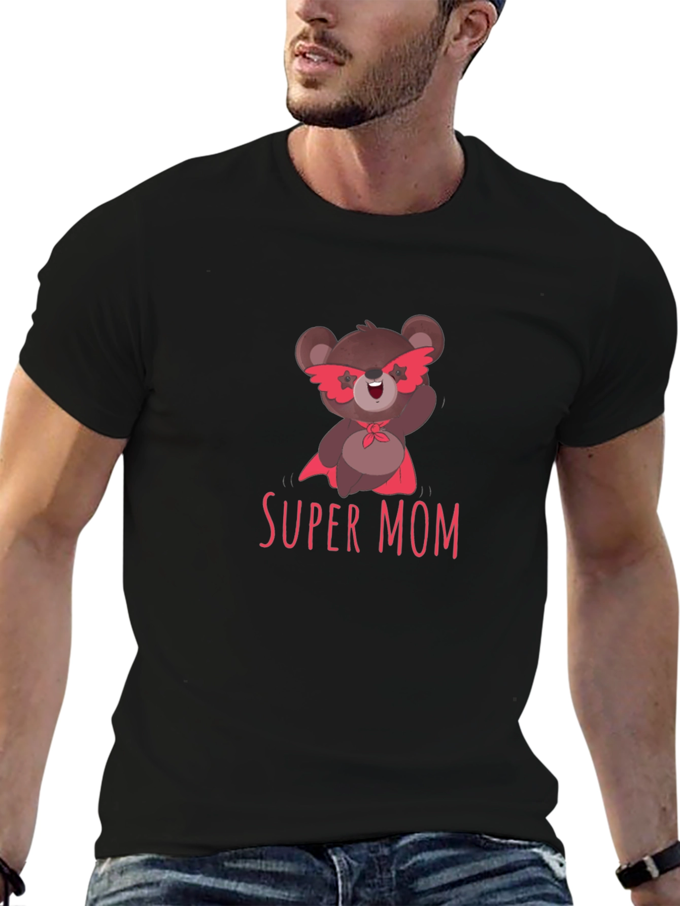 Super Mom Bear Graphic T-Shirt