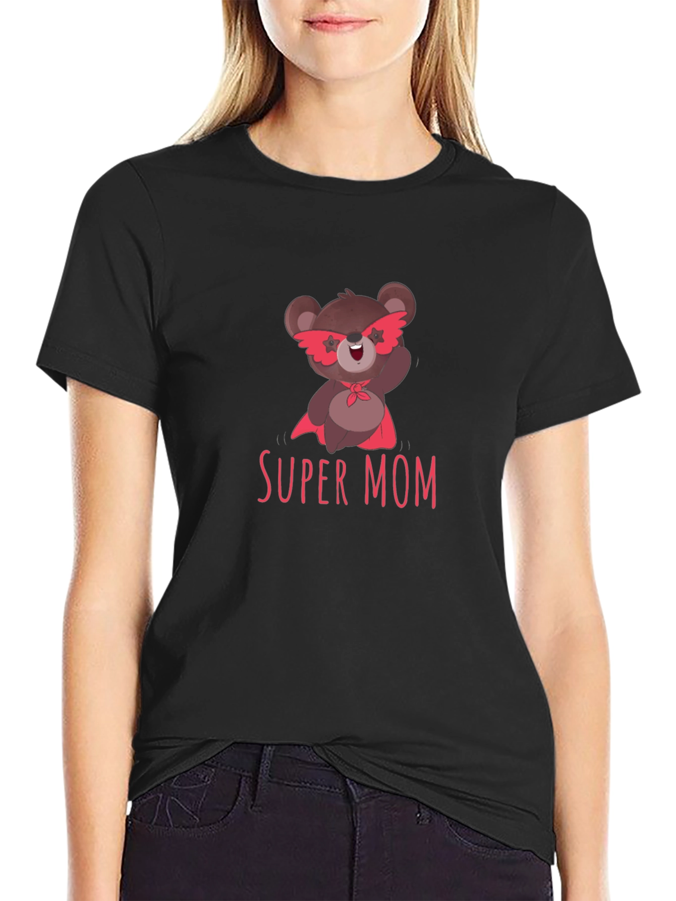 Super Mom Bear Graphic T-Shirt