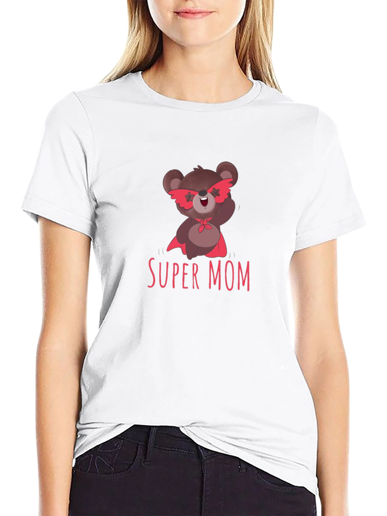 Super Mom Bear Graphic T-Shirt