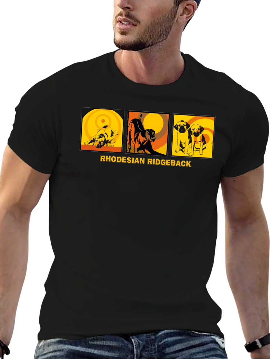 Rhodesian Ridgeback Dog Graphic Tee - Unisex Black T-Shirt