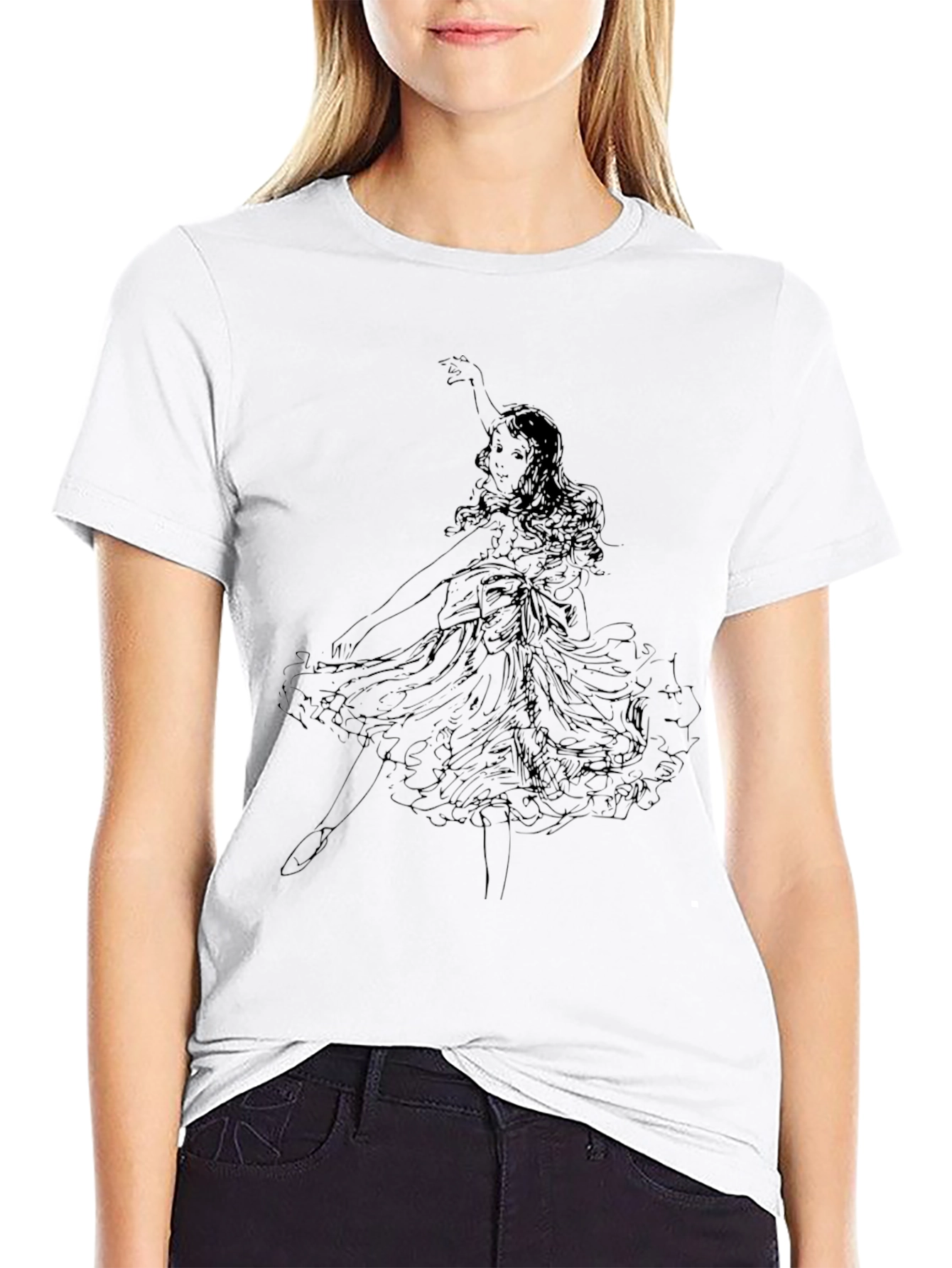 Dancing Ballerina Black Graphic Tee