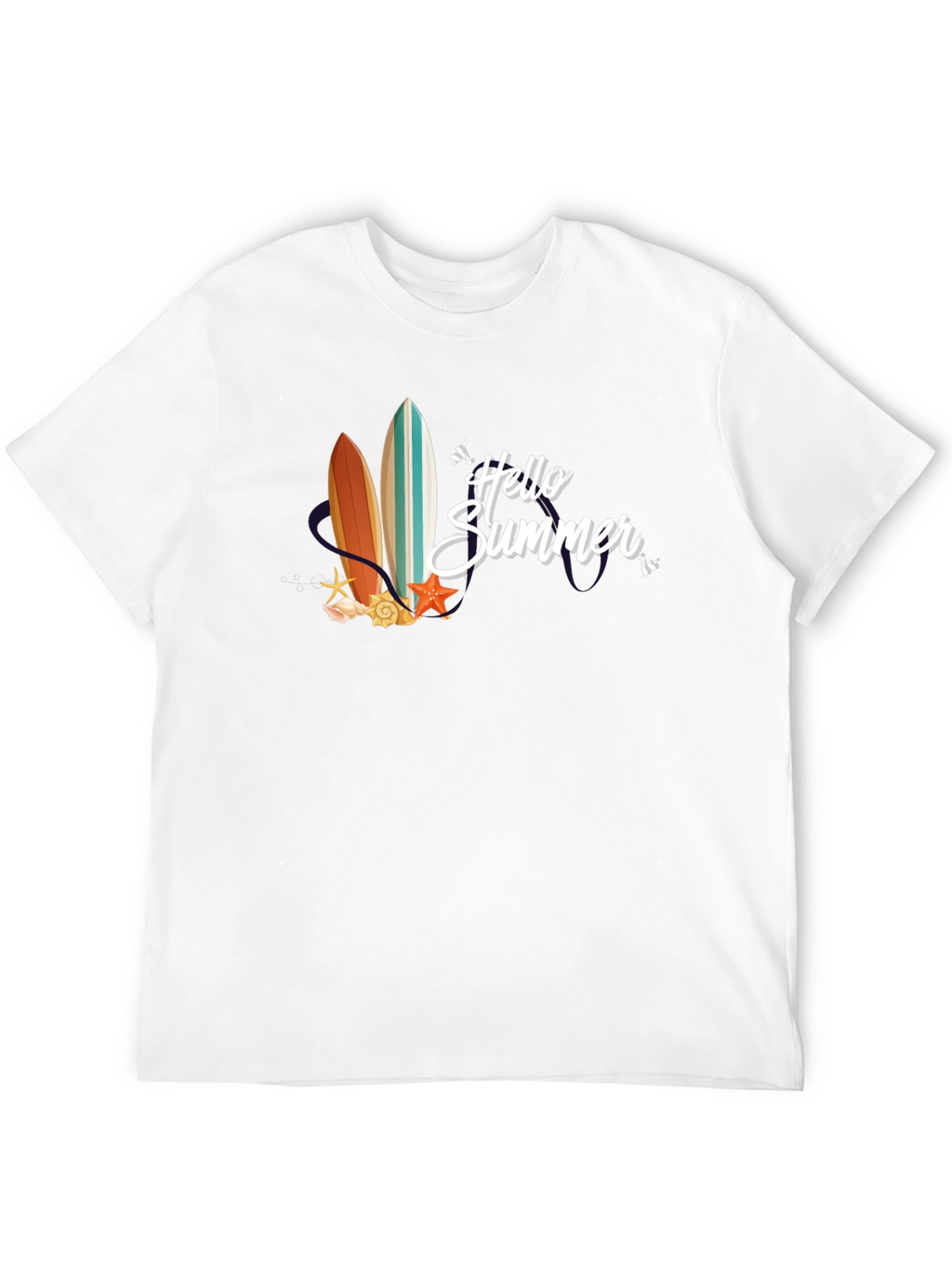 Hello Summer Surfboard Graphic T-Shirt