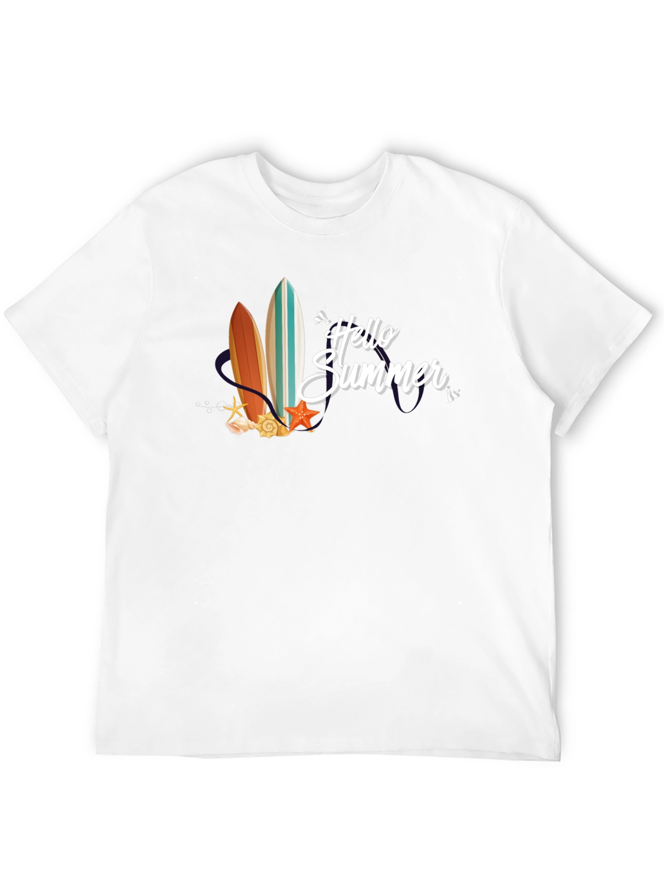 Hello Summer Surfboard Graphic T-Shirt