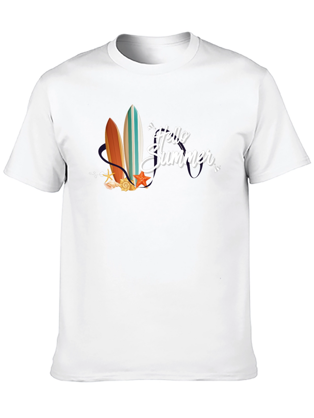 Hello Summer Surfboard Graphic T-Shirt