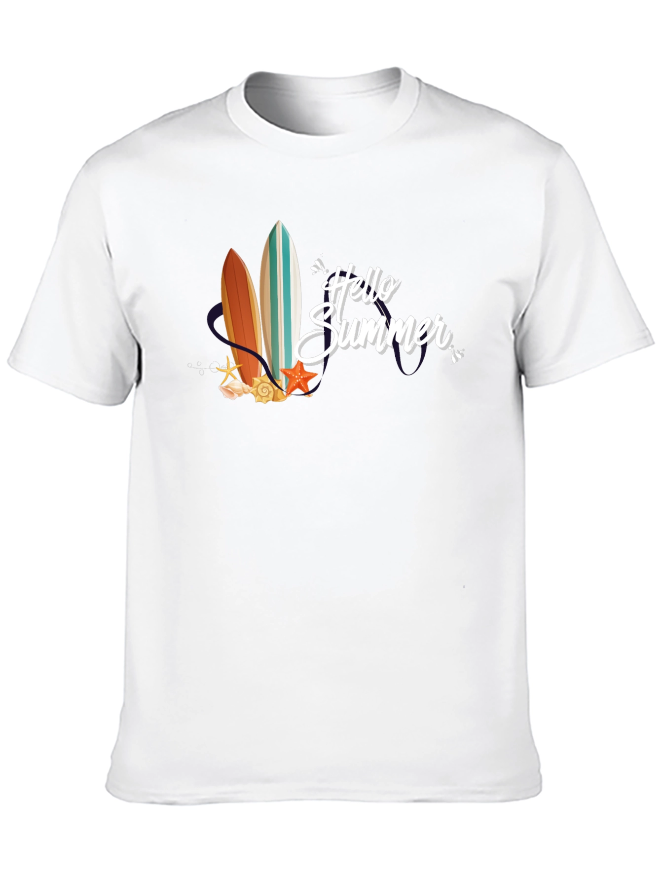 Hello Summer Surfboard Graphic T-Shirt