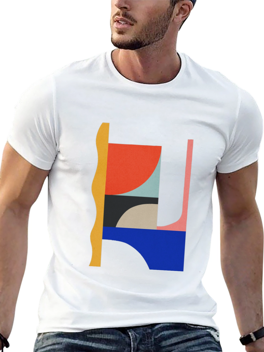 Abstract Graphic Black Crew Neck T-Shirt