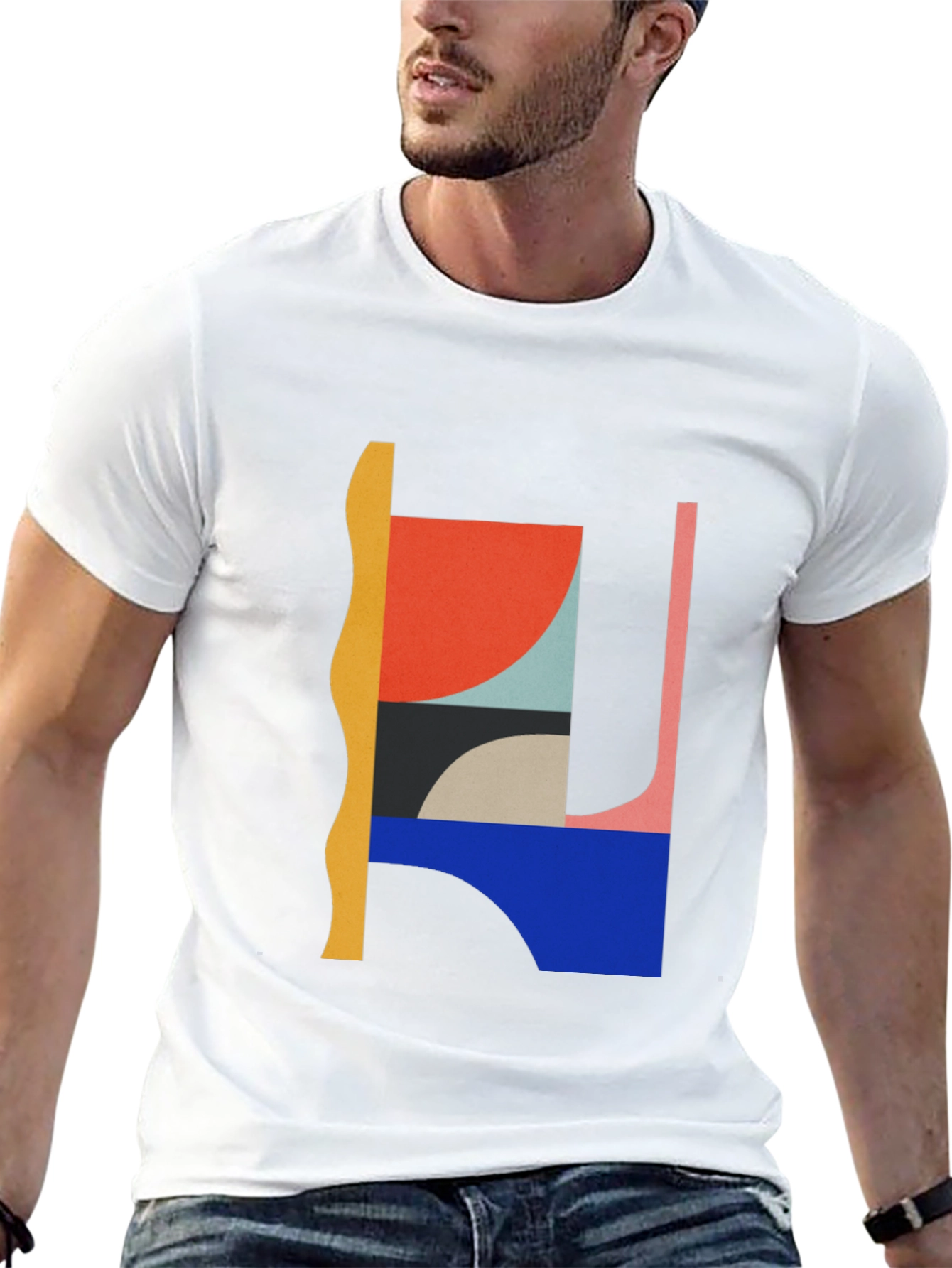 Abstract Graphic Black Crew Neck T-Shirt