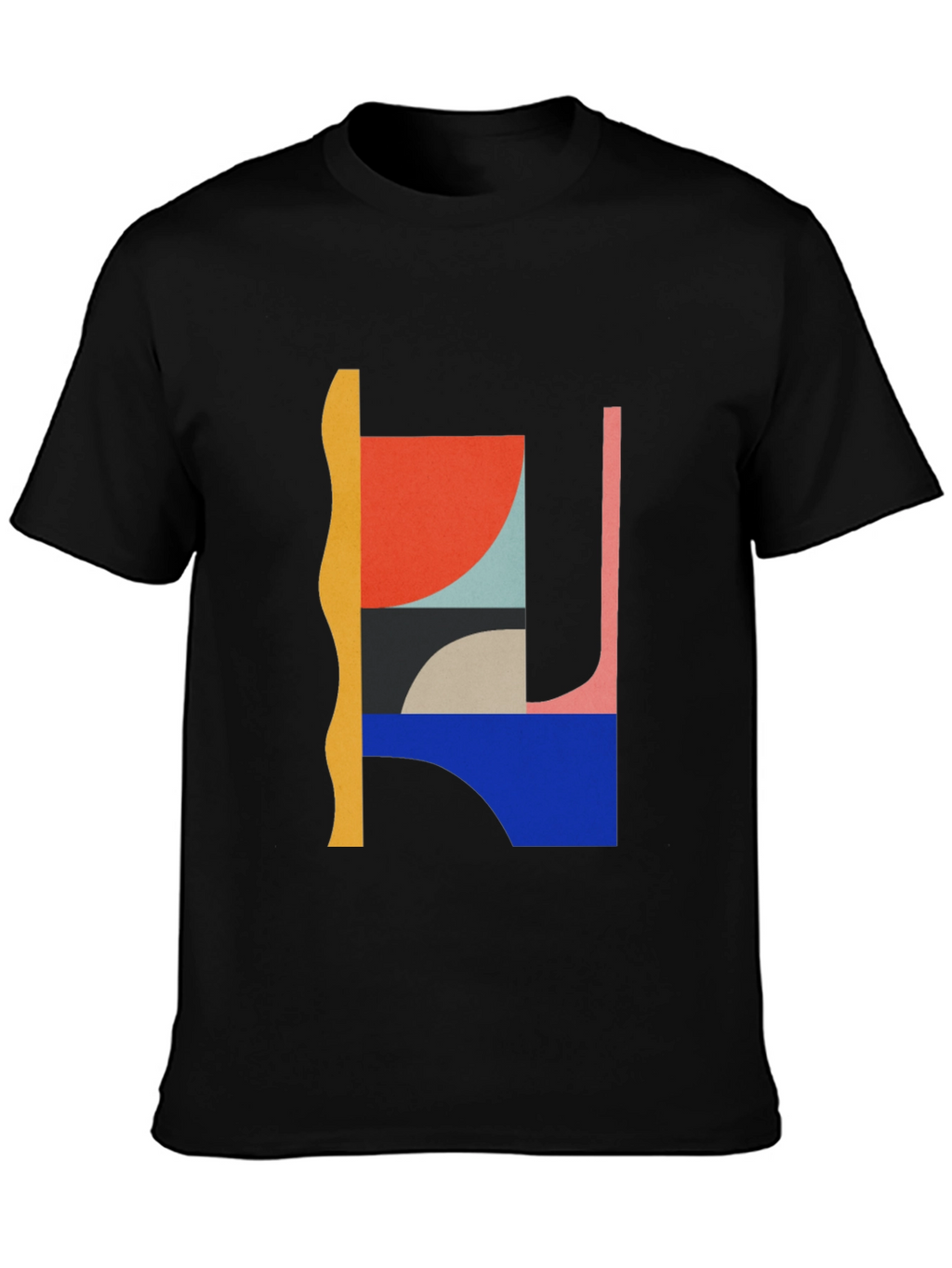Abstract Graphic Black Crew Neck T-Shirt