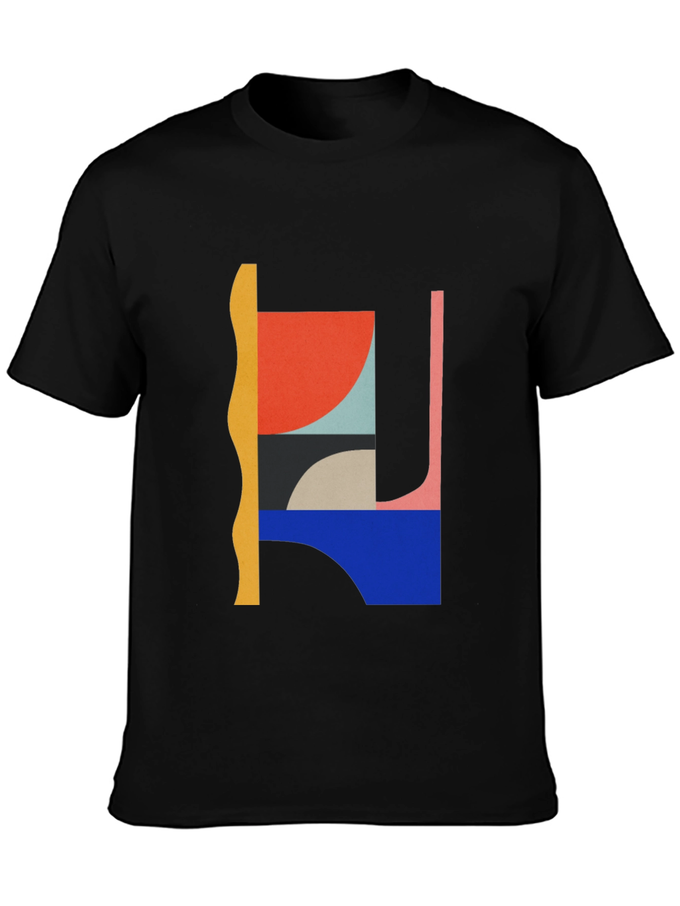 Abstract Graphic Black Crew Neck T-Shirt