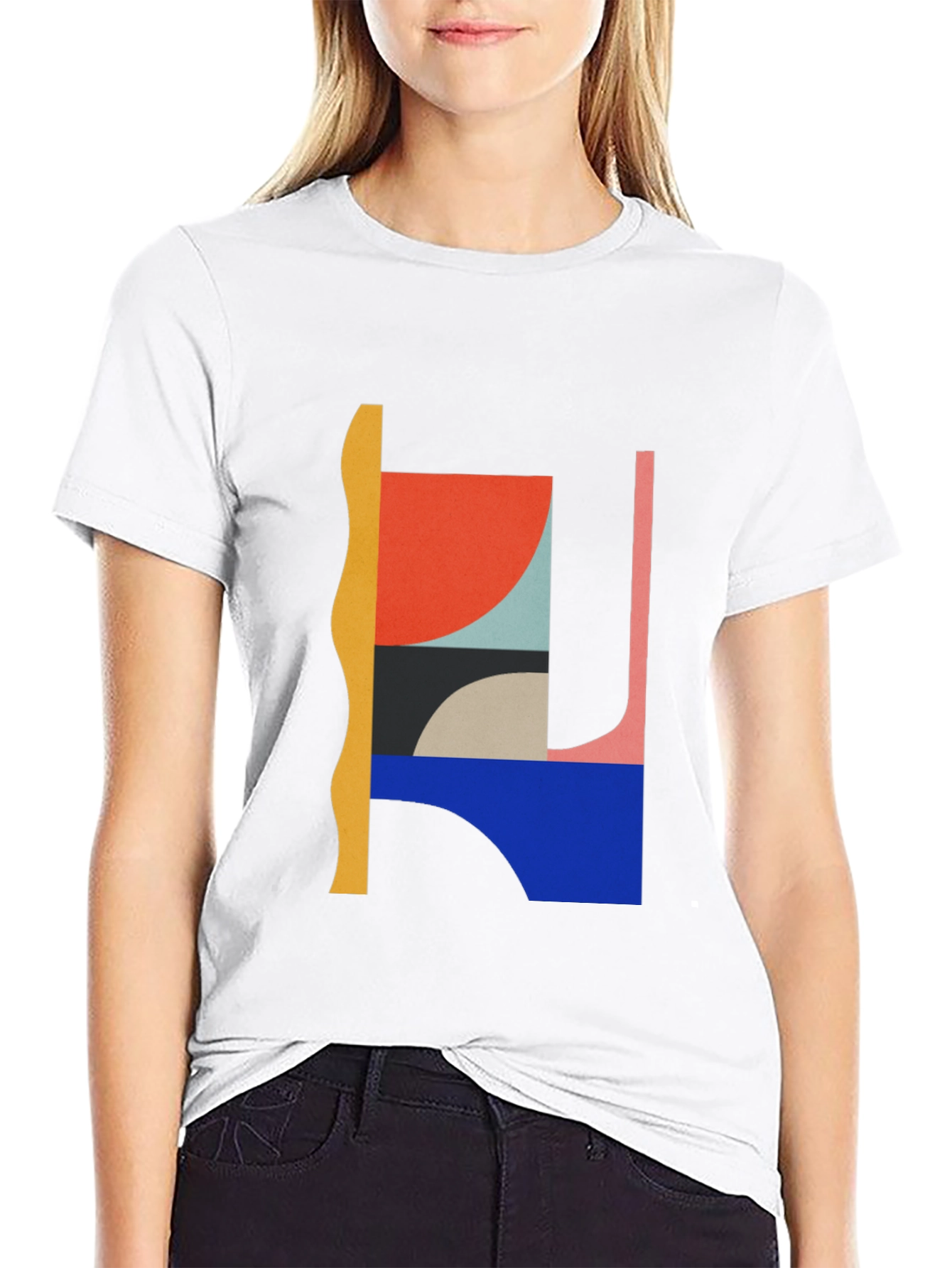 Abstract Graphic Black Crew Neck T-Shirt