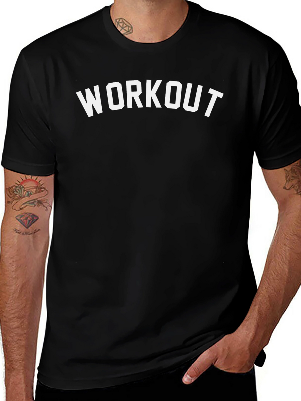 Workout Graphic Tee - Black Cotton Fitness Shirt