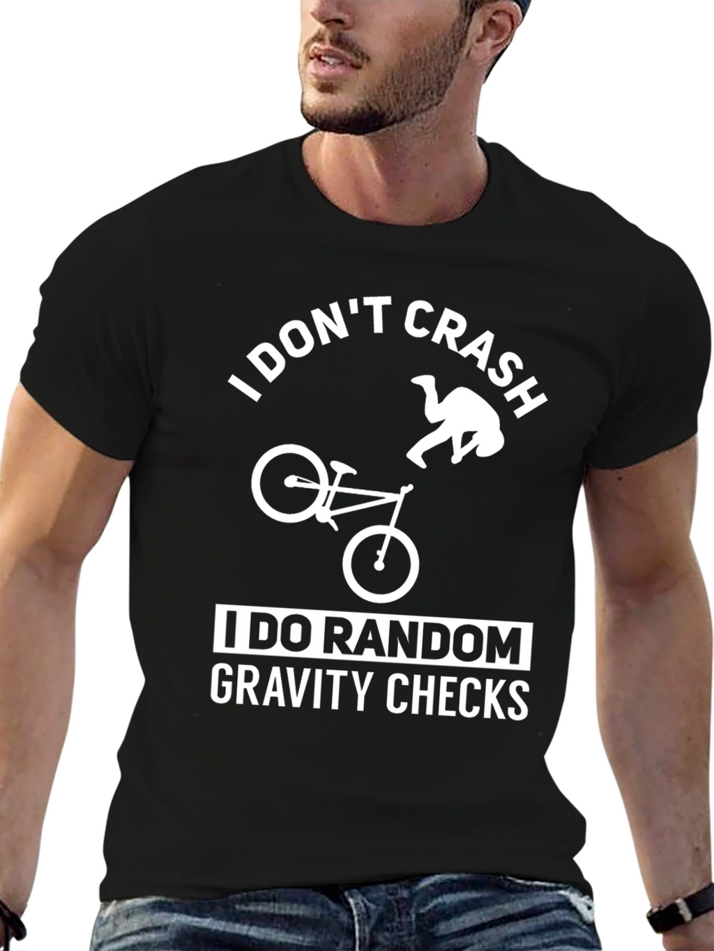 I Dont Crash Gravity Checks Black T-Shirt