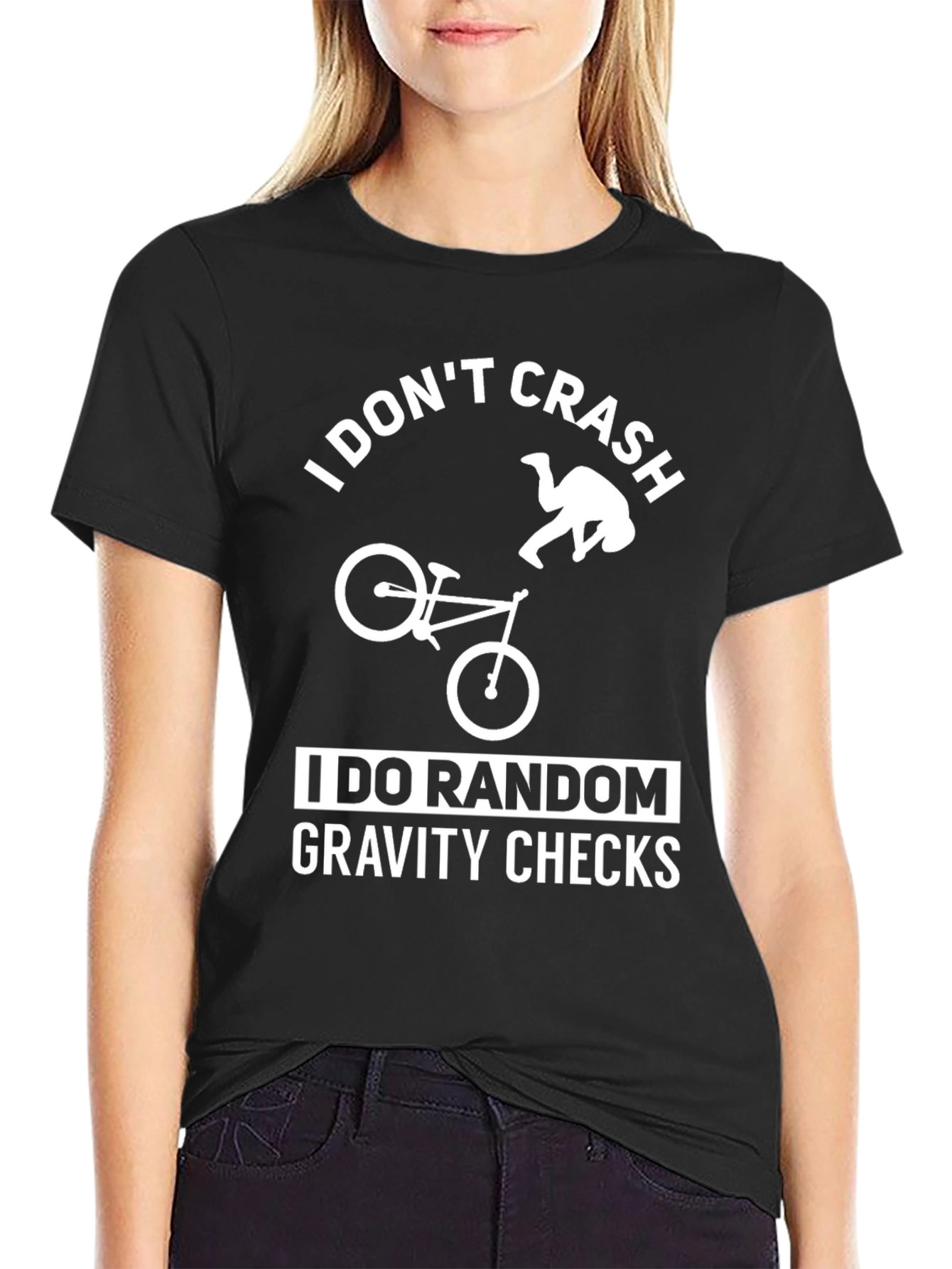 I Dont Crash Gravity Checks Black T-Shirt