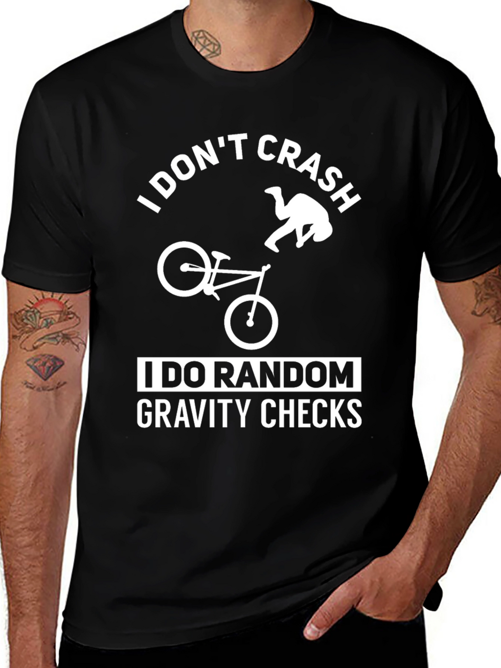 I Dont Crash Gravity Checks Black T-Shirt