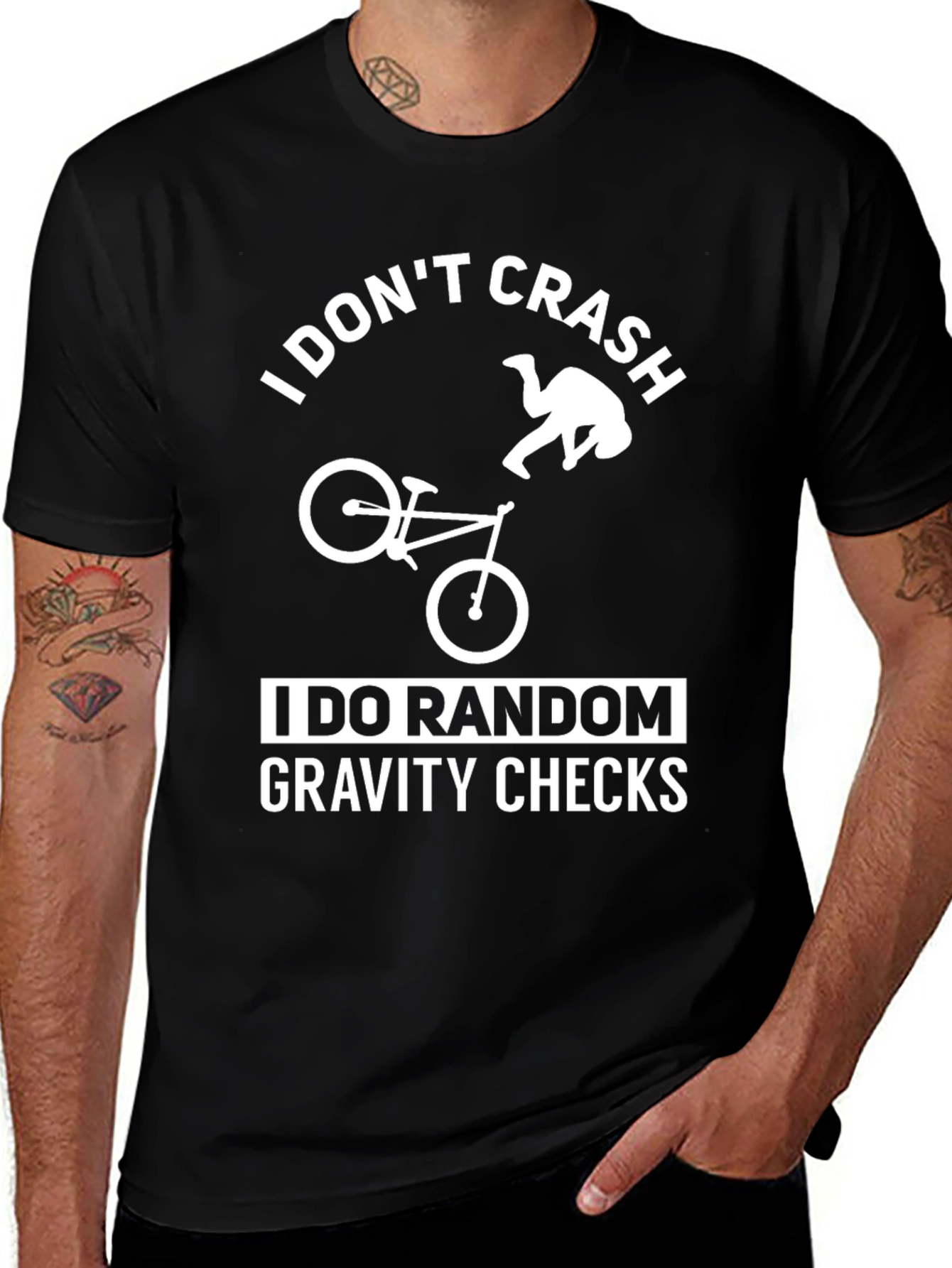 I Dont Crash Gravity Checks Black T-Shirt