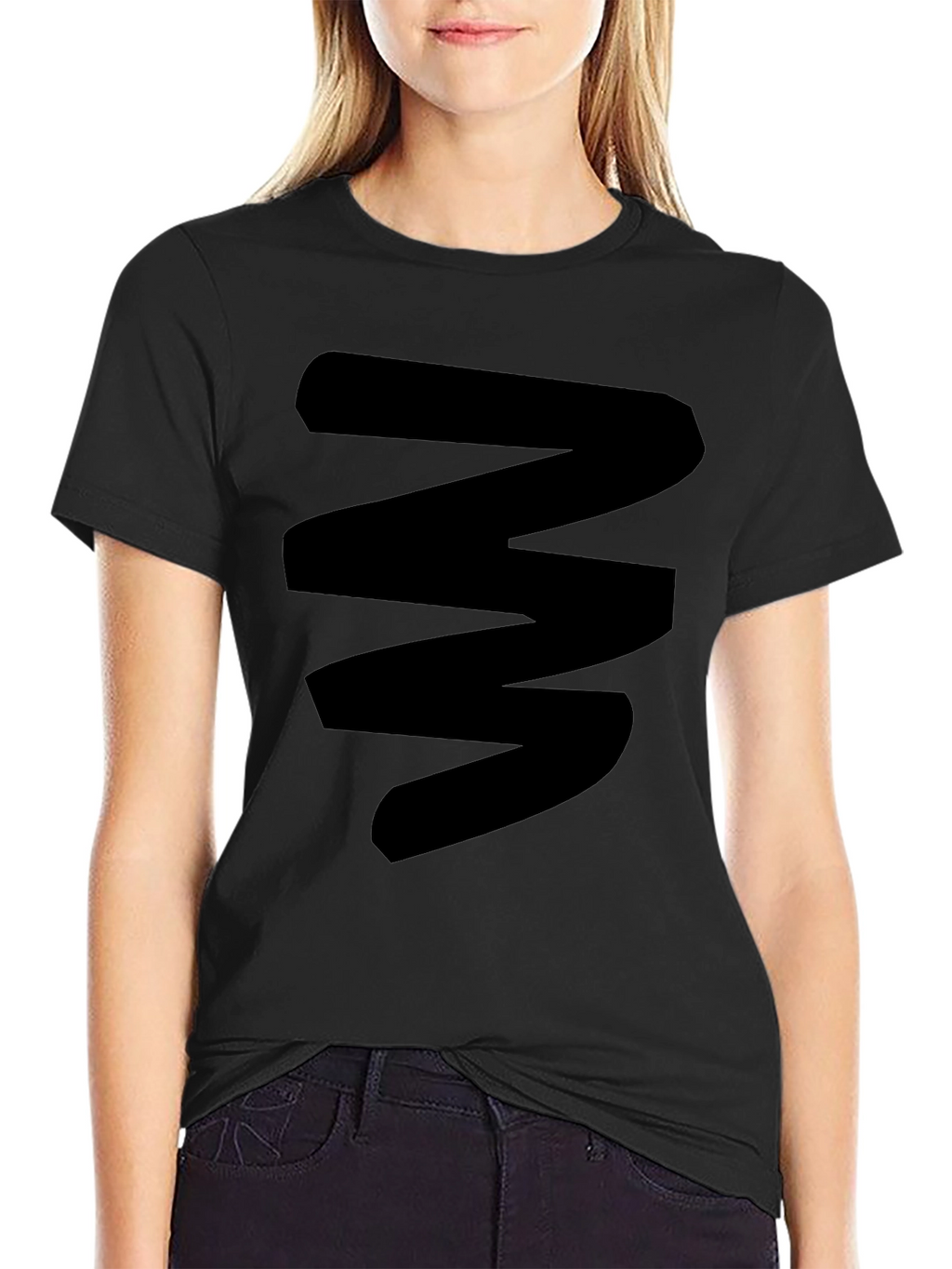 Mens Black Graphic Tee - Abstract Zigzag Design