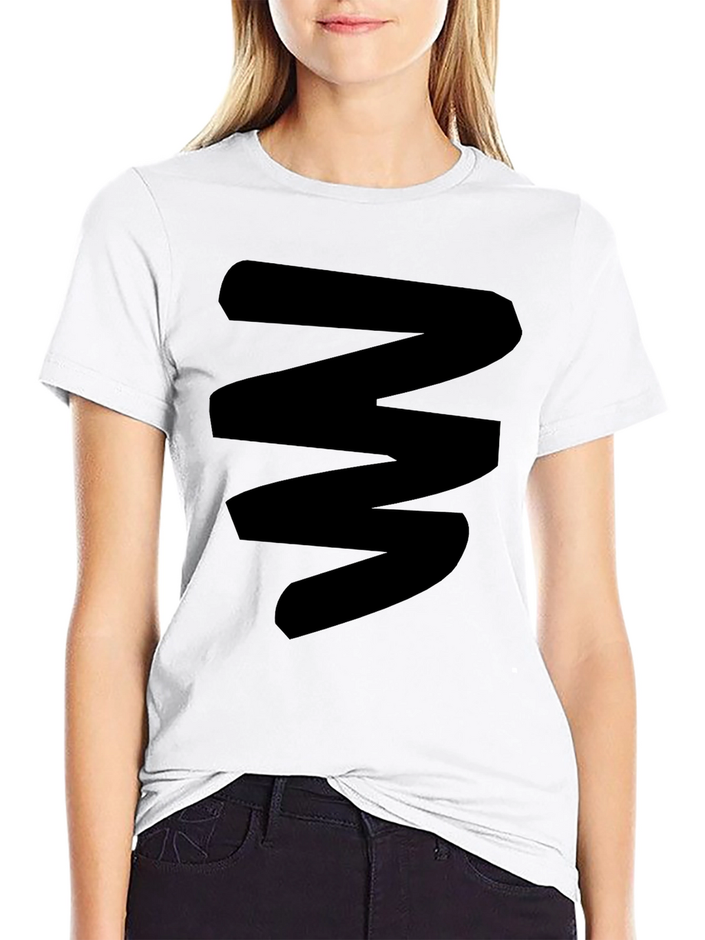 Mens Black Graphic Tee - Abstract Zigzag Design