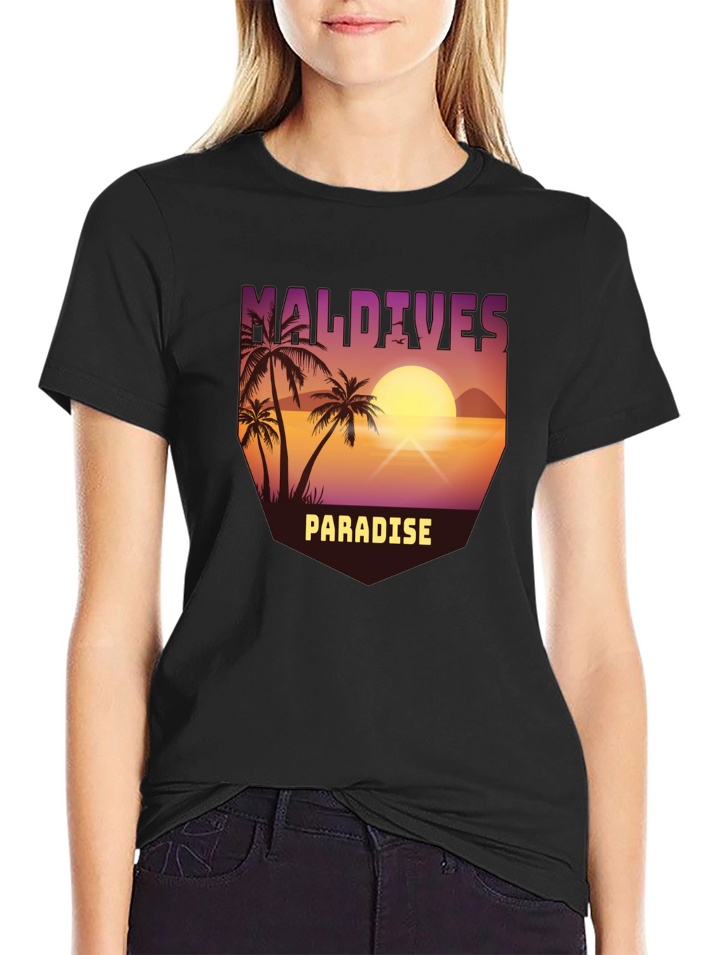Maldives Paradise Graphic T-Shirt - Tropical Island Design