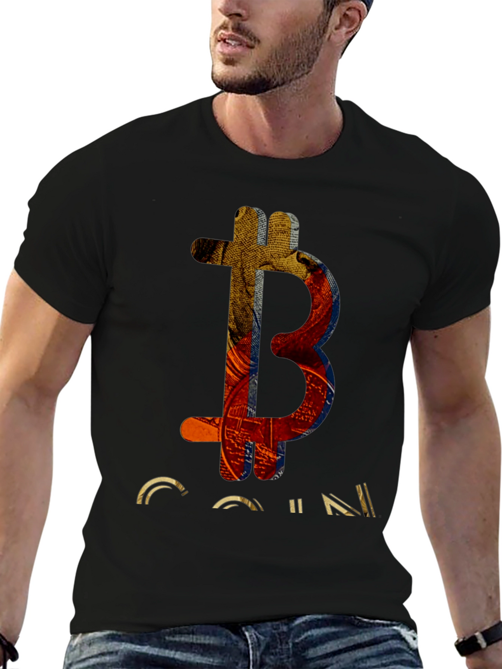 Bitcoin B Logo Graphic Print Black Tee