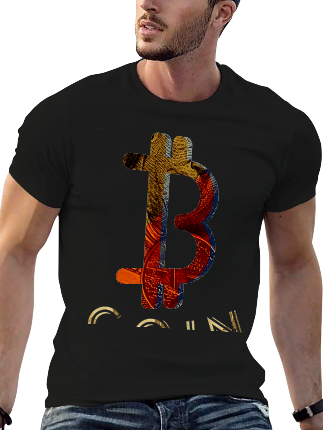 Bitcoin B Logo Graphic Print Black Tee