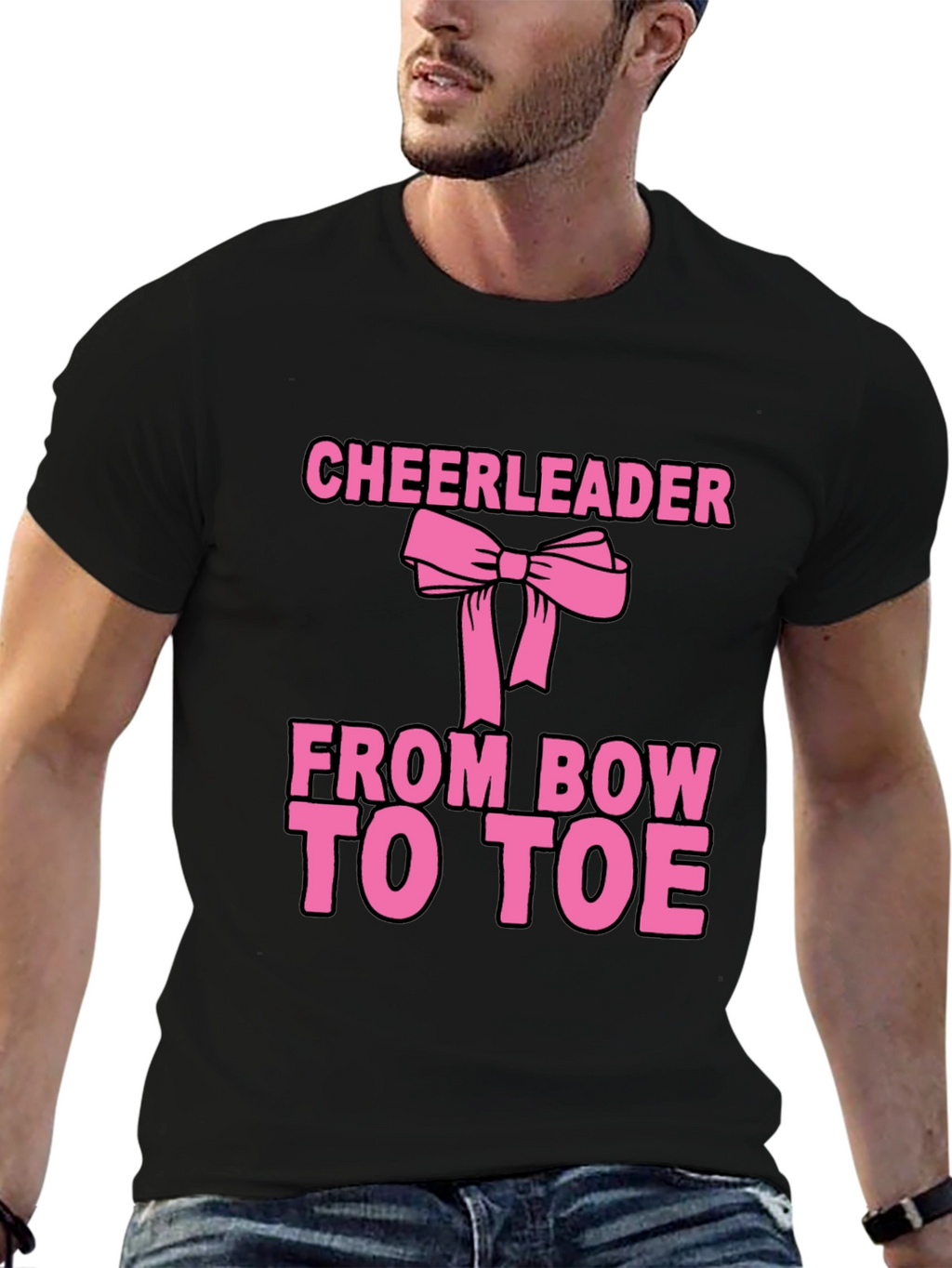 Cheerleader Bow to Toe Black T-Shirt
