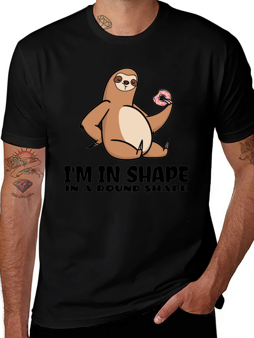 Sloth Round Shape T-Shirt Funny Graphic Tee