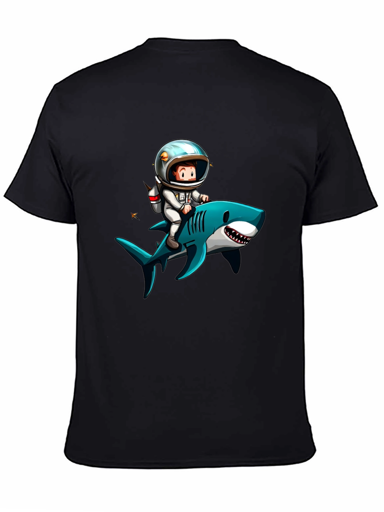 Astronaut Riding Shark Graphic T-Shirt