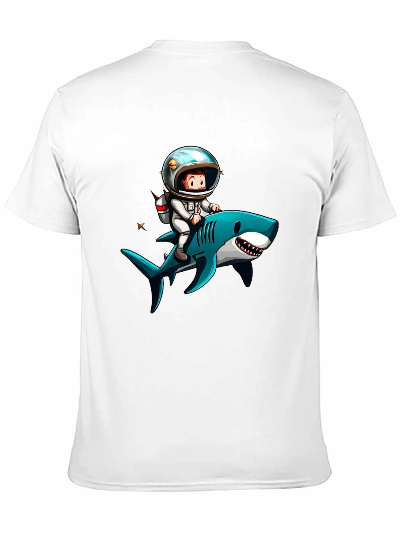 Astronaut Riding Shark Graphic T-Shirt
