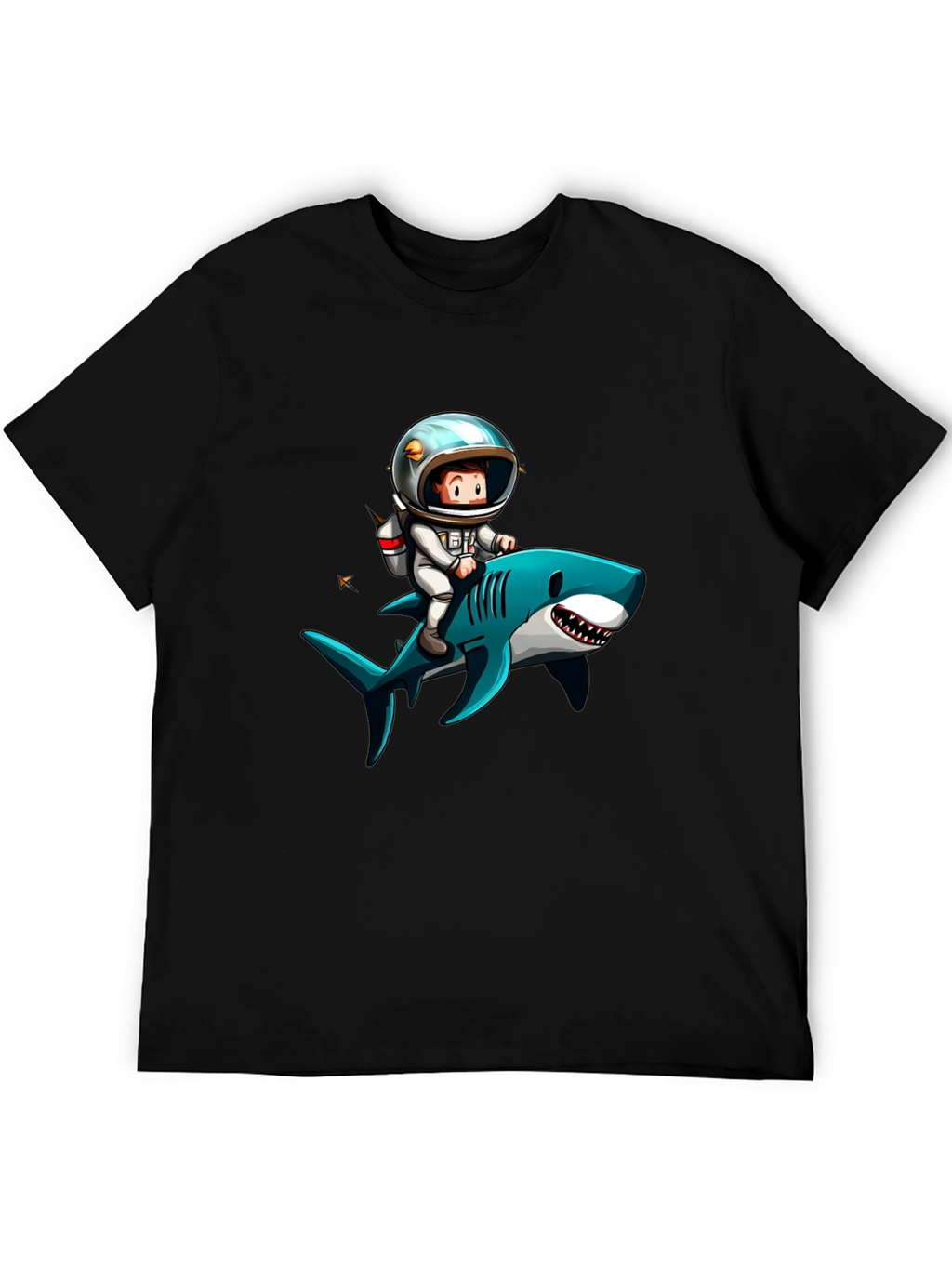 Astronaut Riding Shark Graphic T-Shirt