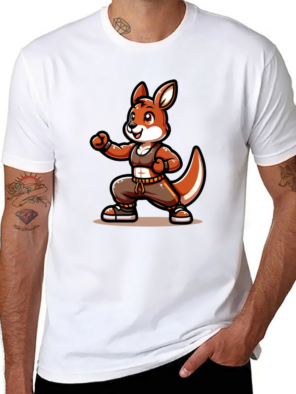 Cool Kangaroo Cartoon Graphic T-Shirt